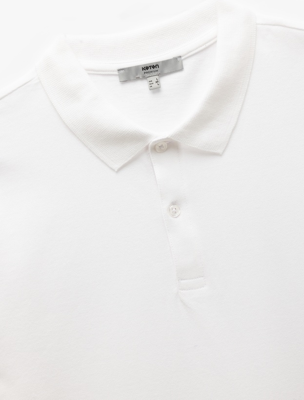 Kısa Kollu Pamuklu Pike Kumaş Polo Yaka Slim Fit Tişört_4