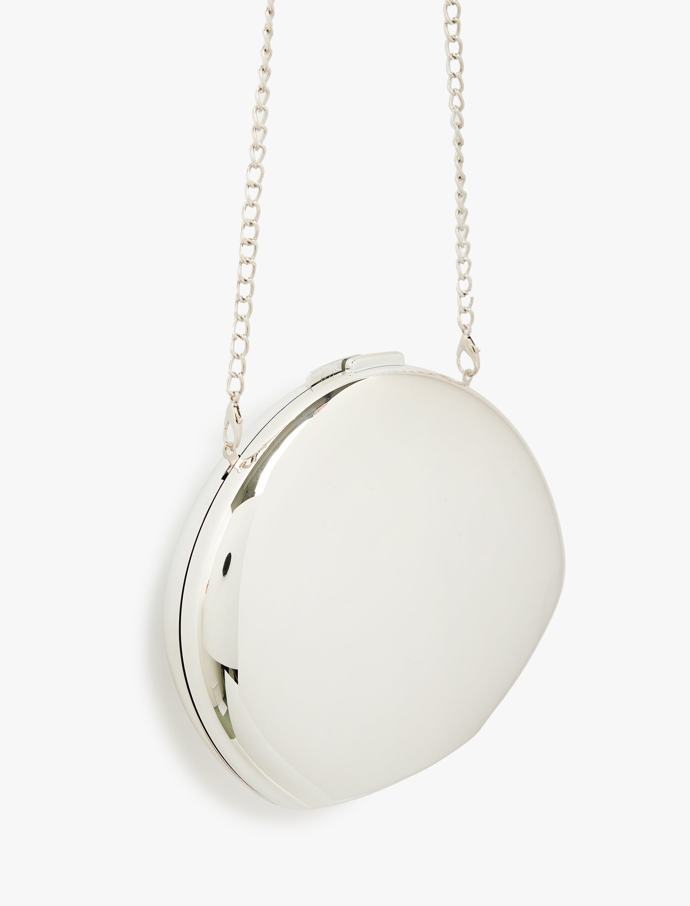  Kadın Zincir Askılı Asimetrik Metalik Çanta