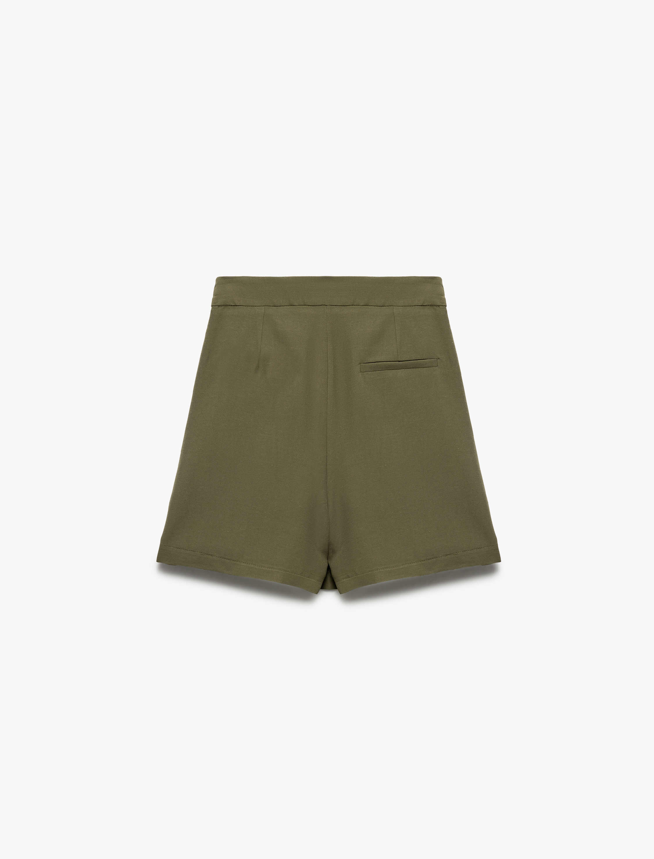 Viskon Keten Karışımlı Kruvaze Mini Şort Etek