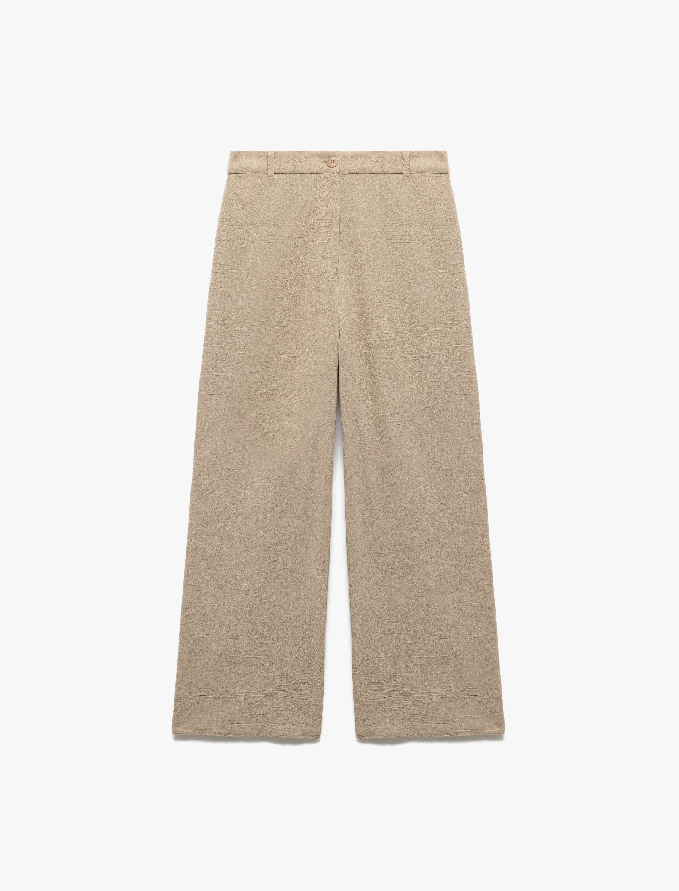   Rahat Kalıp Yüksek Bel Viskon Bol Paça Pantolon