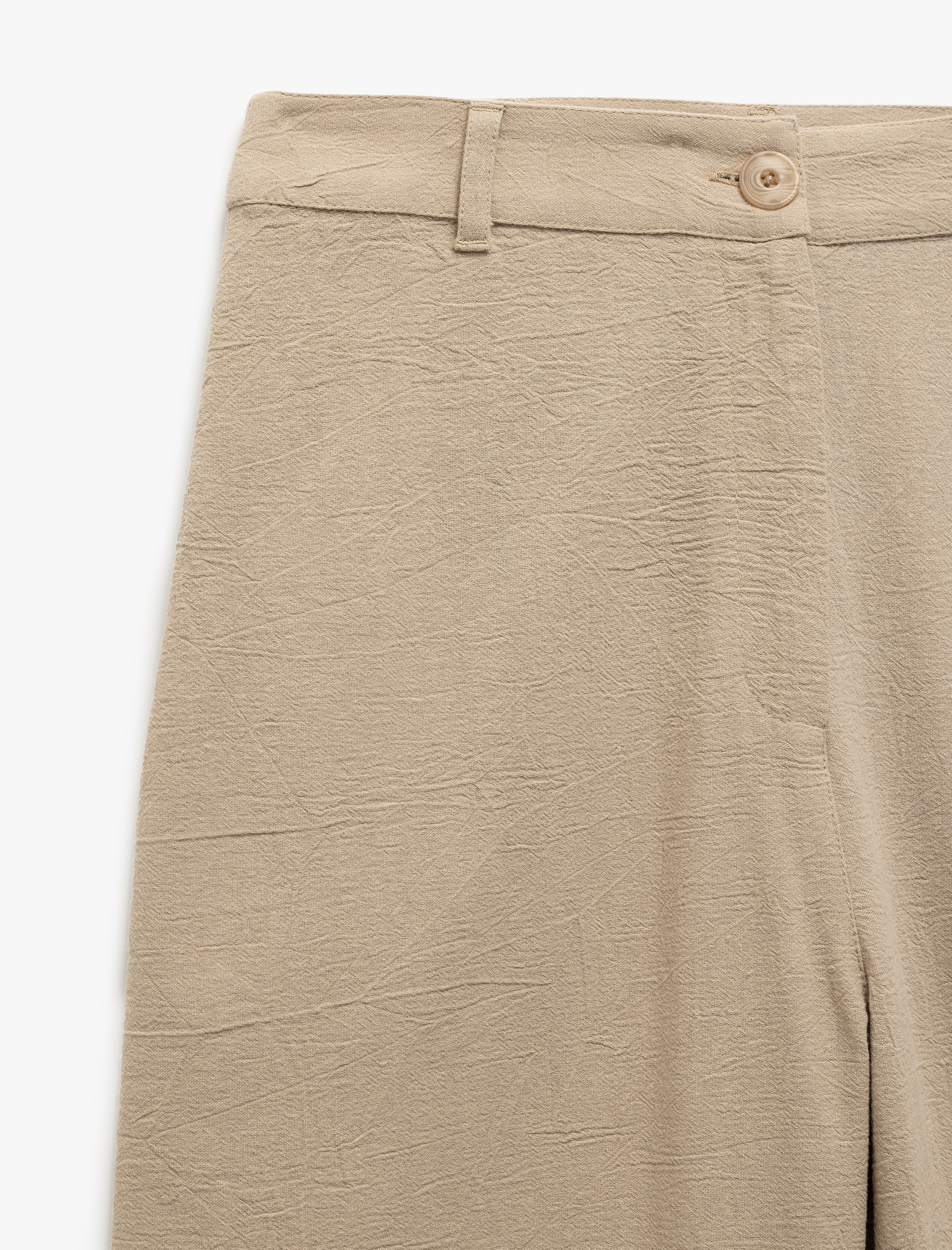   Rahat Kalıp Yüksek Bel Viskon Bol Paça Pantolon