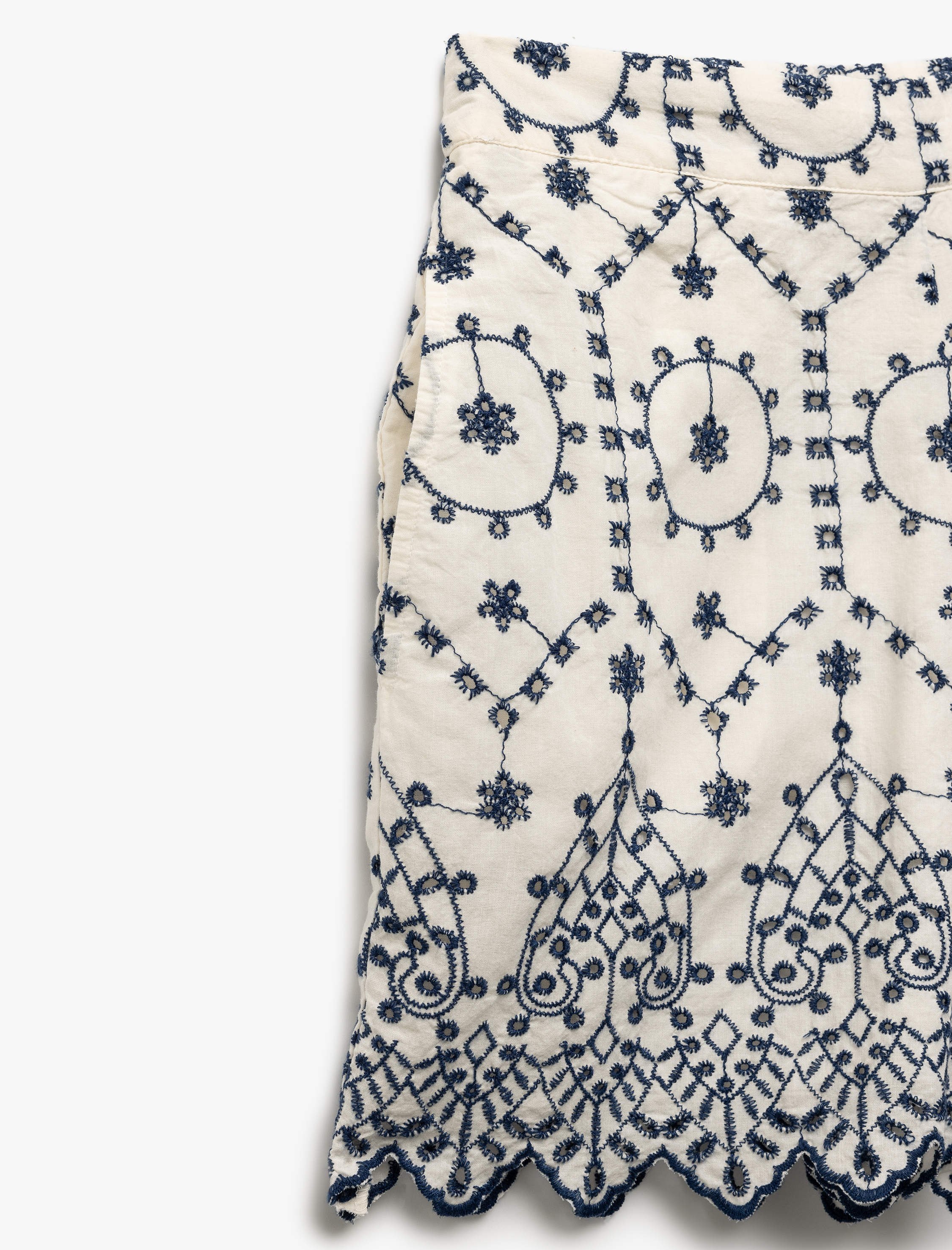   Pamuklu Cepli Fistolu Brodeli Mini Şort