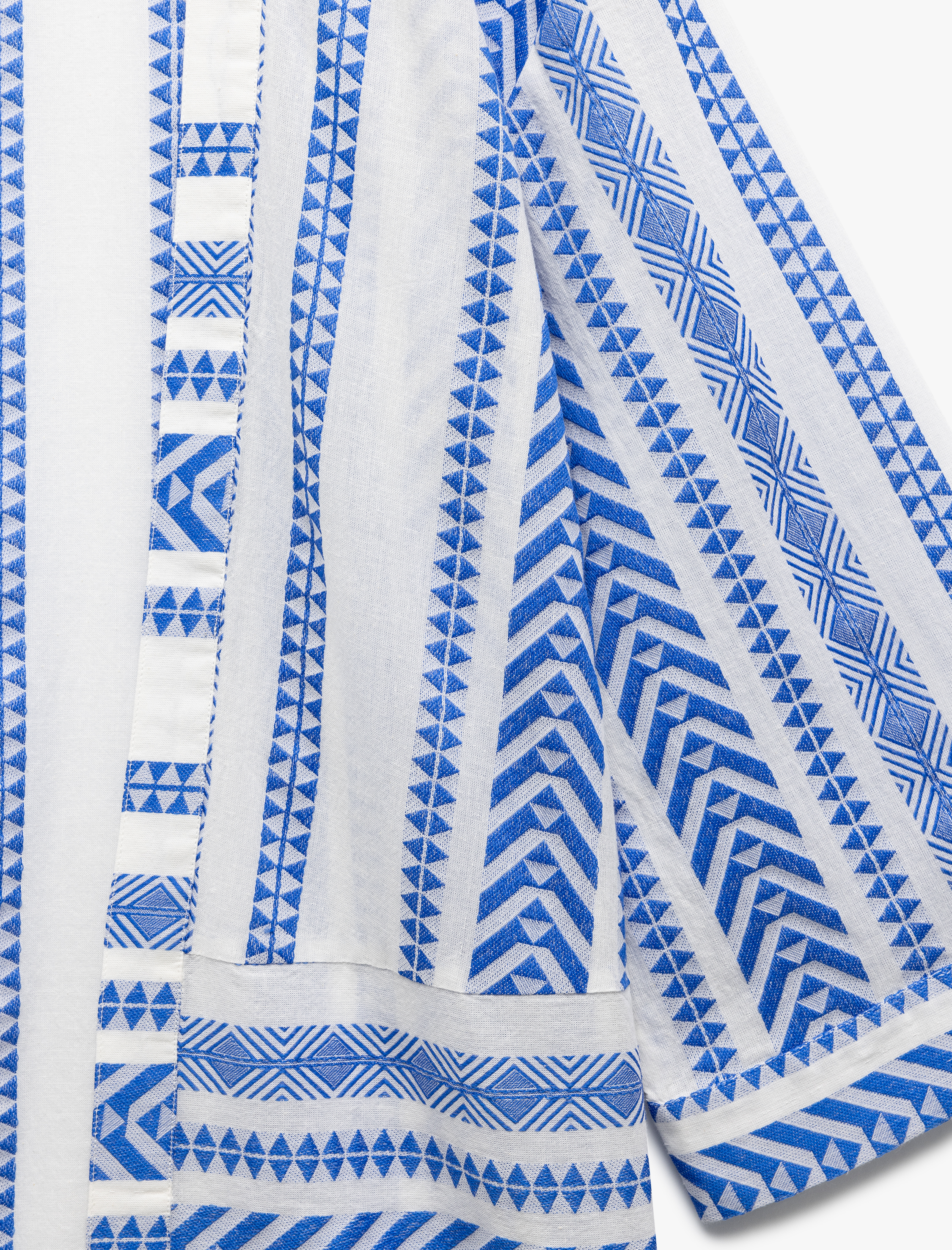   Pamuklu 3/4 Geniş Kollu Nakış İşlemeli Desenli Uzun Kimono