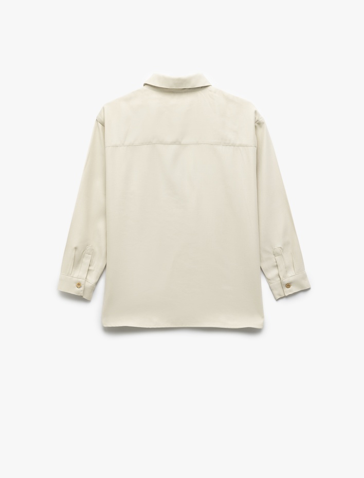 Erkek Çocuk Düğme Detaylı Tek Cepli Uzun Kollu Viskon Gömlek