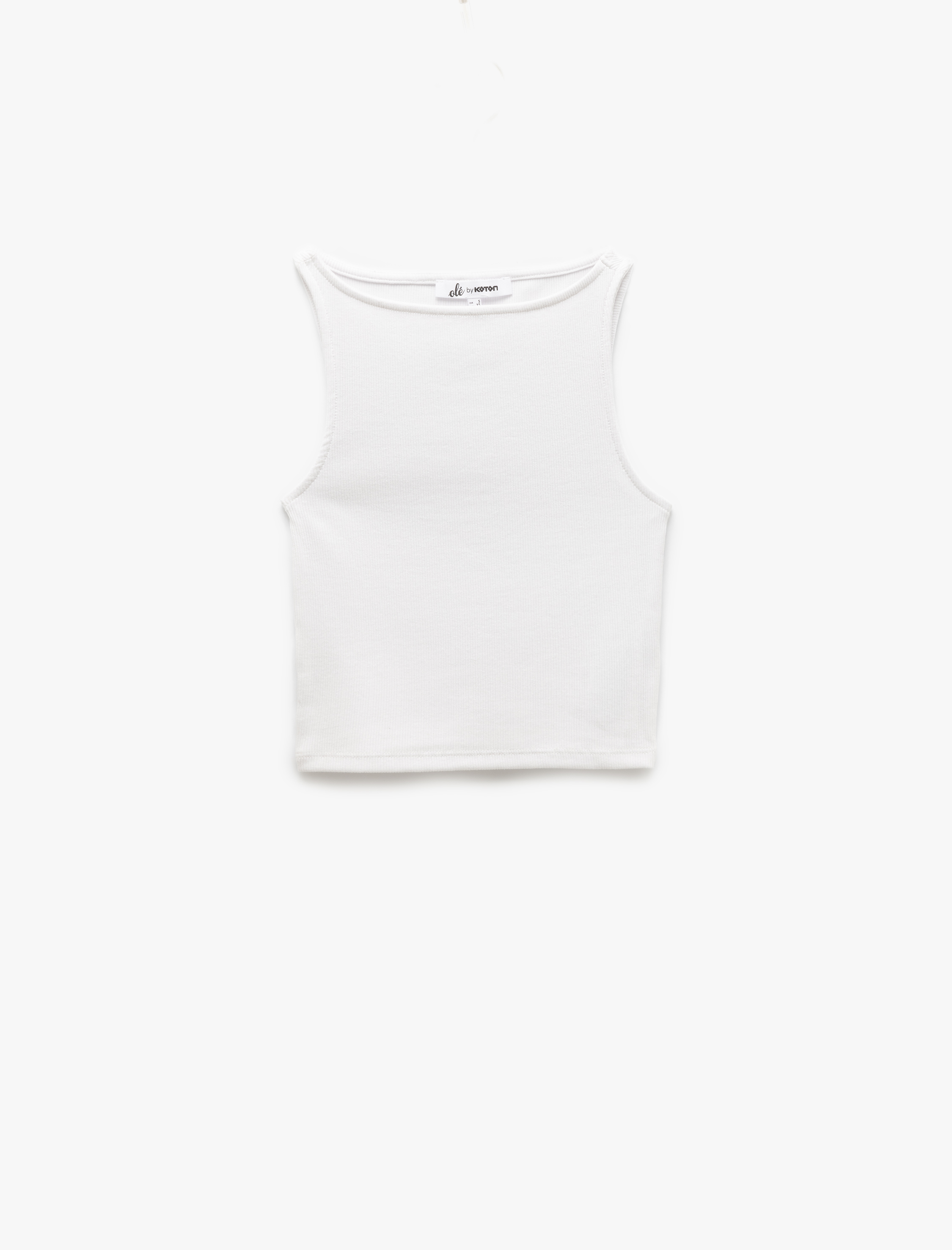 Koton Kadın Kayık Yaka Kolsuz Kaşkorse Crop Üst -1