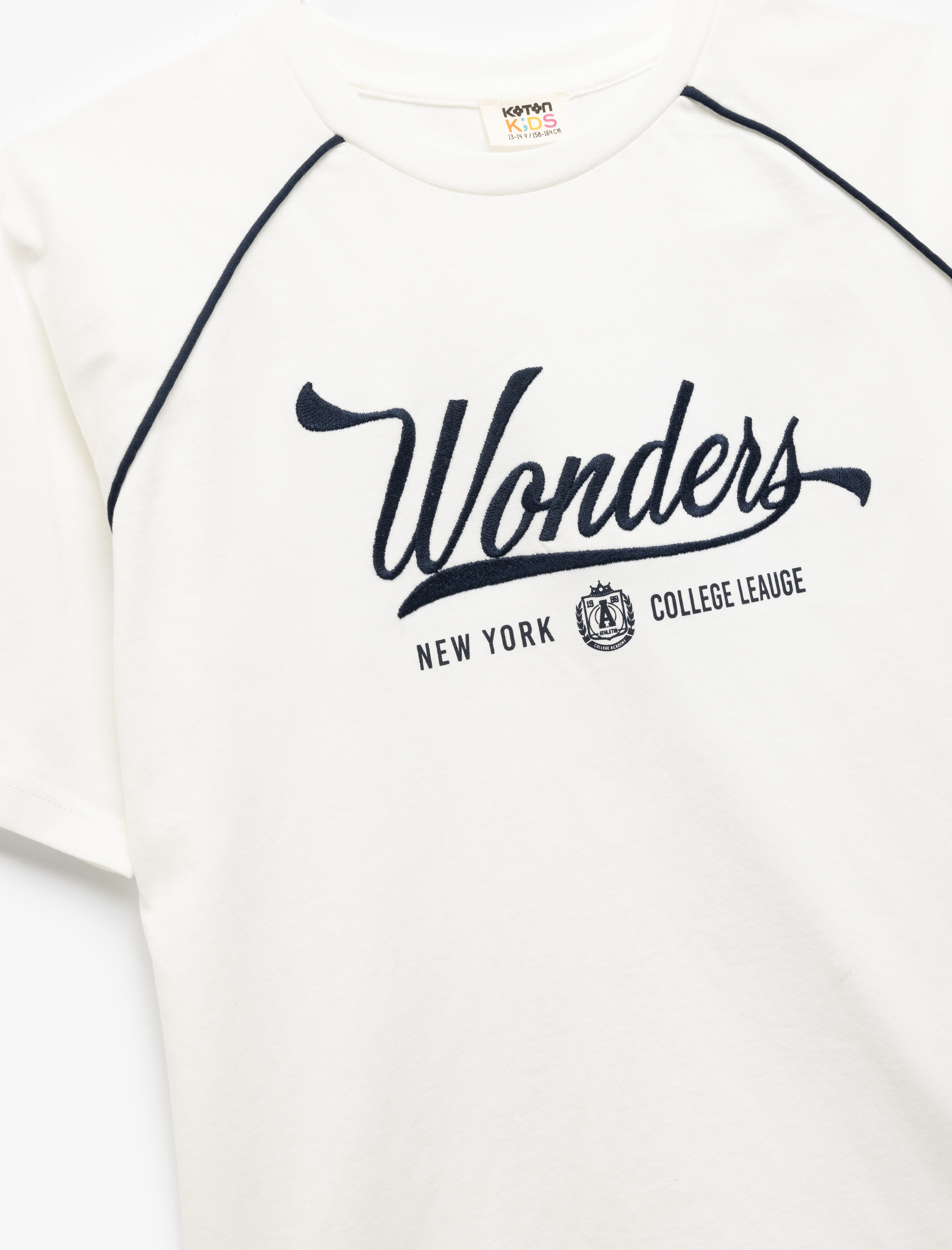  Kız Çocuk Bisiklet Yaka Kısa Kollu Nakışlı Pamuklu Tişört