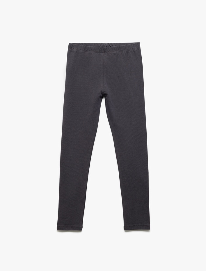 Kız Çocuk Pamuklu Beli Lastikli 2'li Basic Uzun Tayt Seti