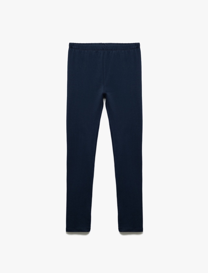 Kız Çocuk Pamuklu Beli Lastikli 2'li Basic Uzun Tayt Seti