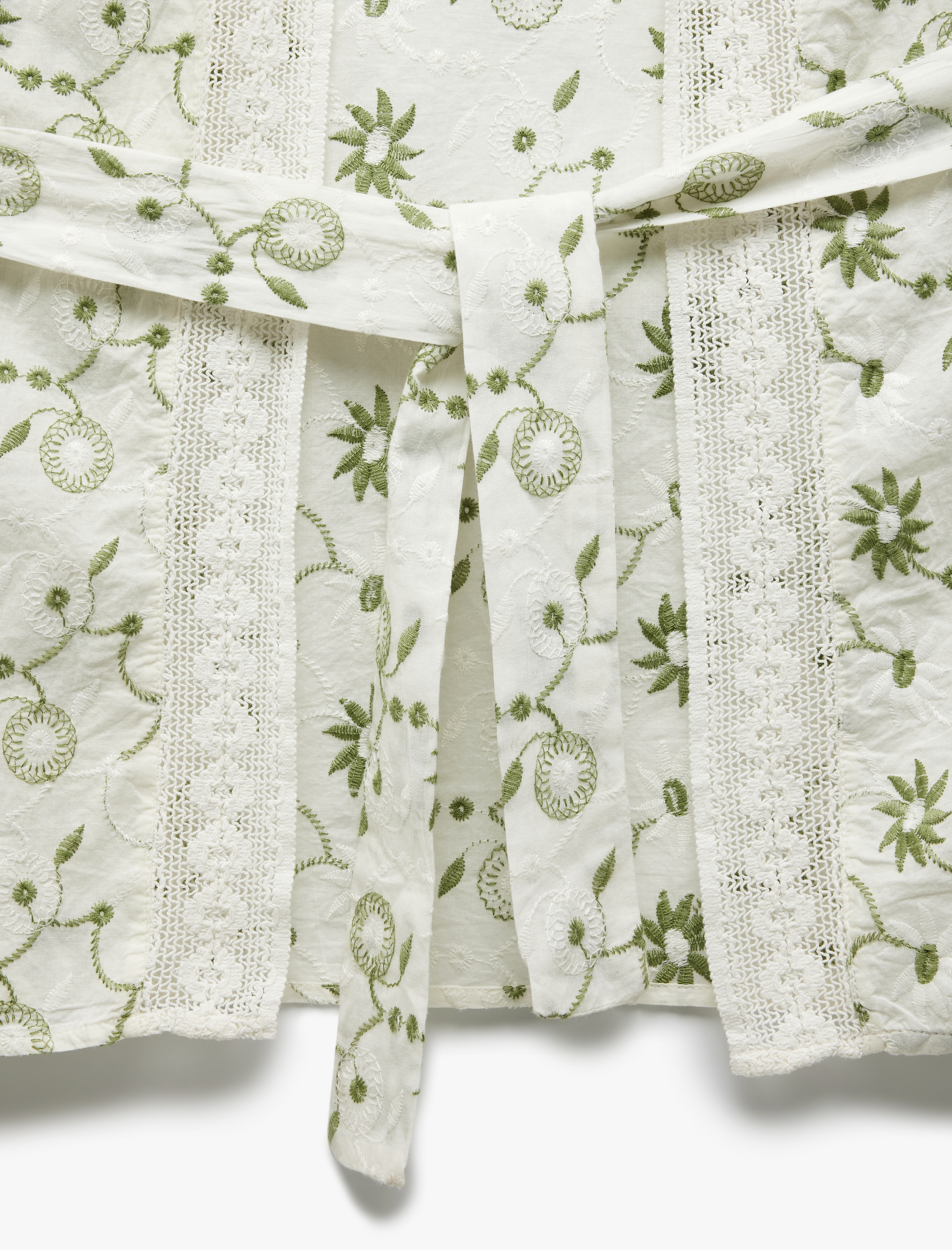   Pamuklu Floral İşlemeli Fisto Kruvaze Oversize Kimono Ceket