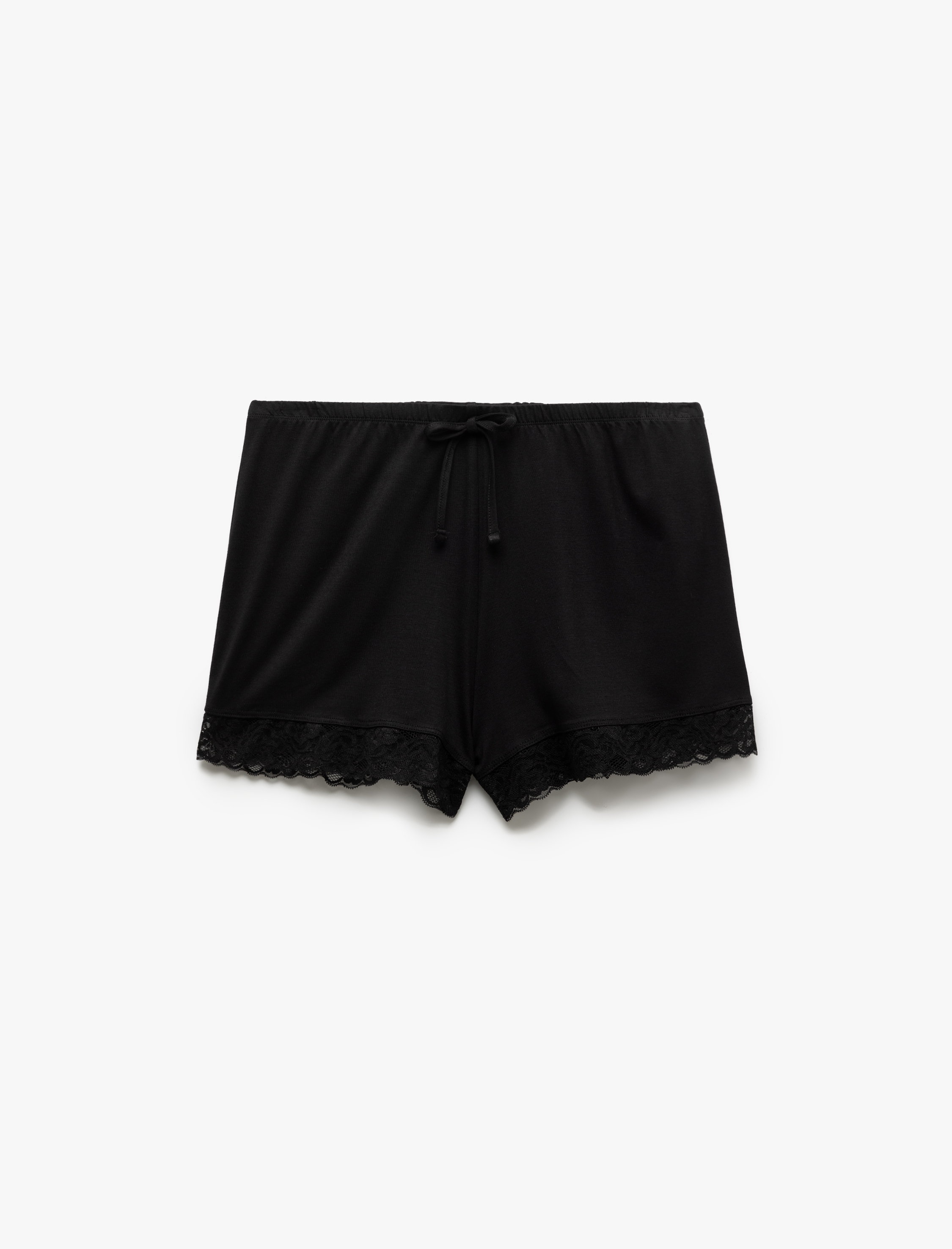   Beli Bağlamalı Dantel Detaylı Viskon Şort Pijama Altı