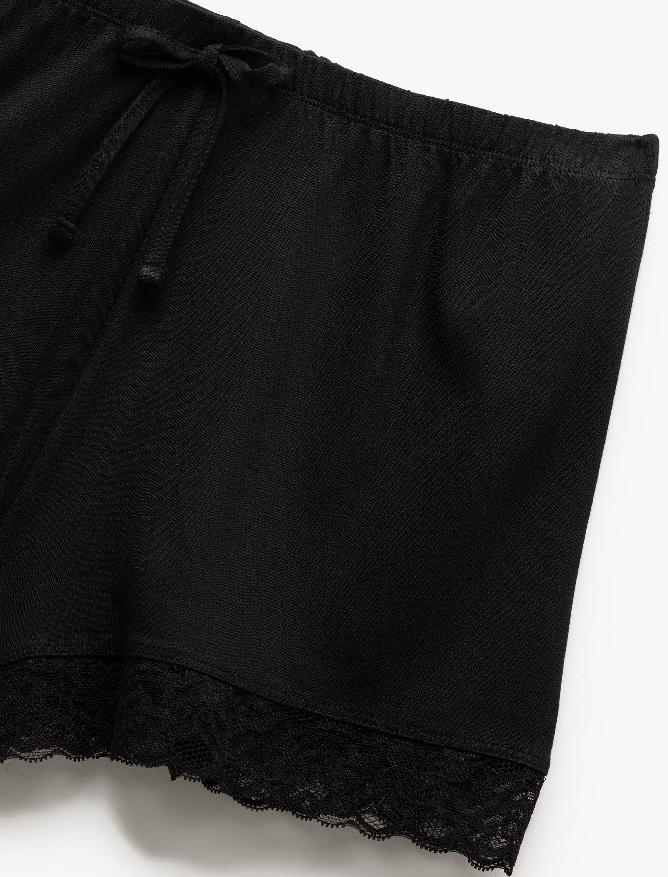   Beli Bağlamalı Dantel Detaylı Viskon Şort Pijama Altı