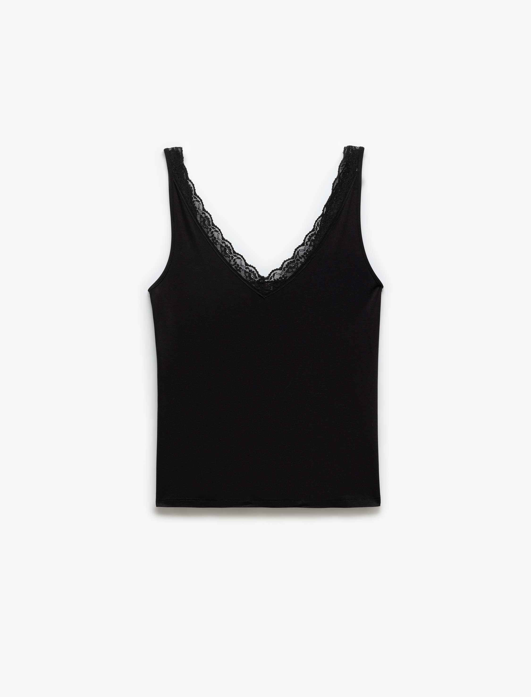   Dantel Detaylı Kolsuz Viskon Atlet Pijama Üstü