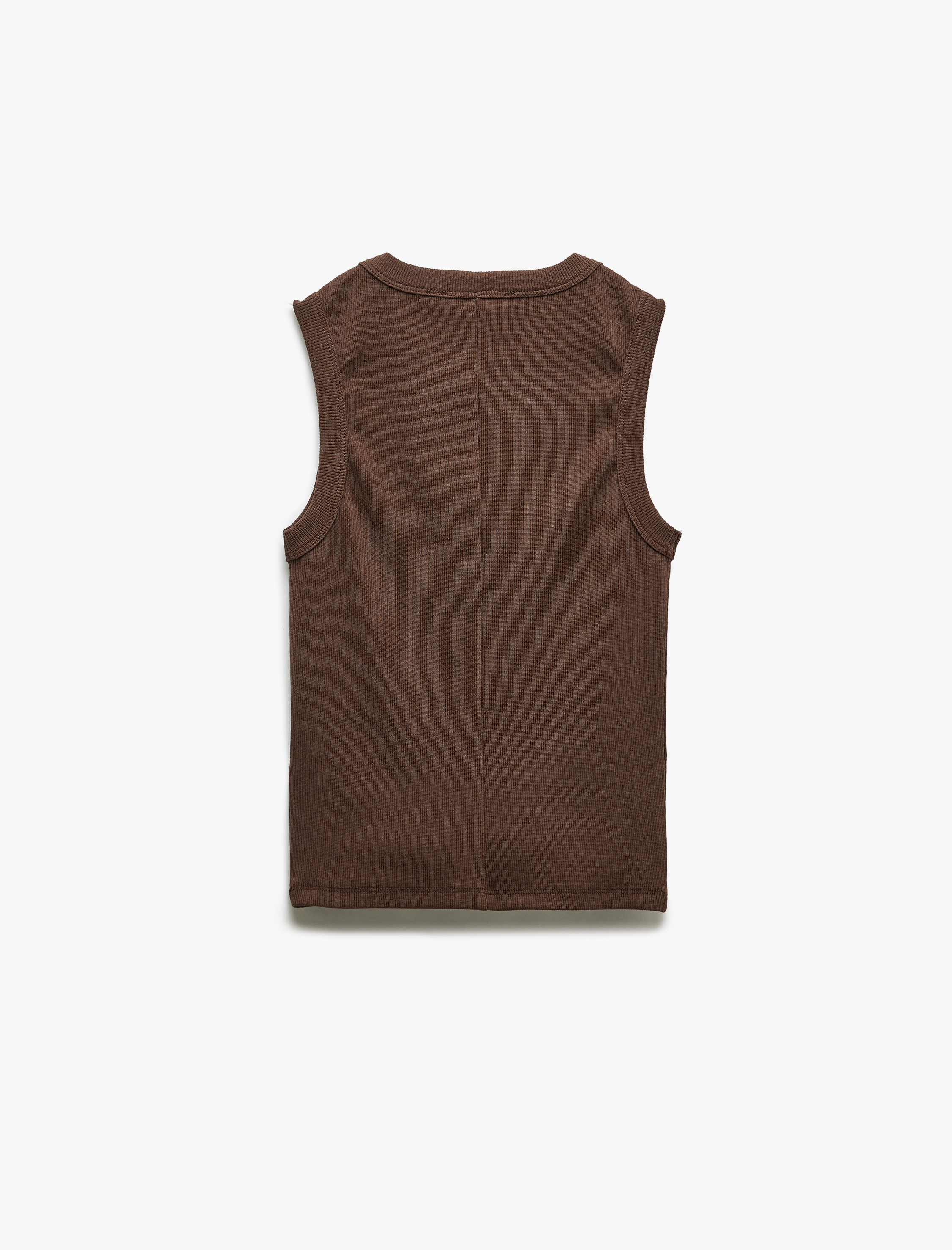 Slim Fit Pamuklu Bisiklet Yaka Kolsuz Fitilli Body