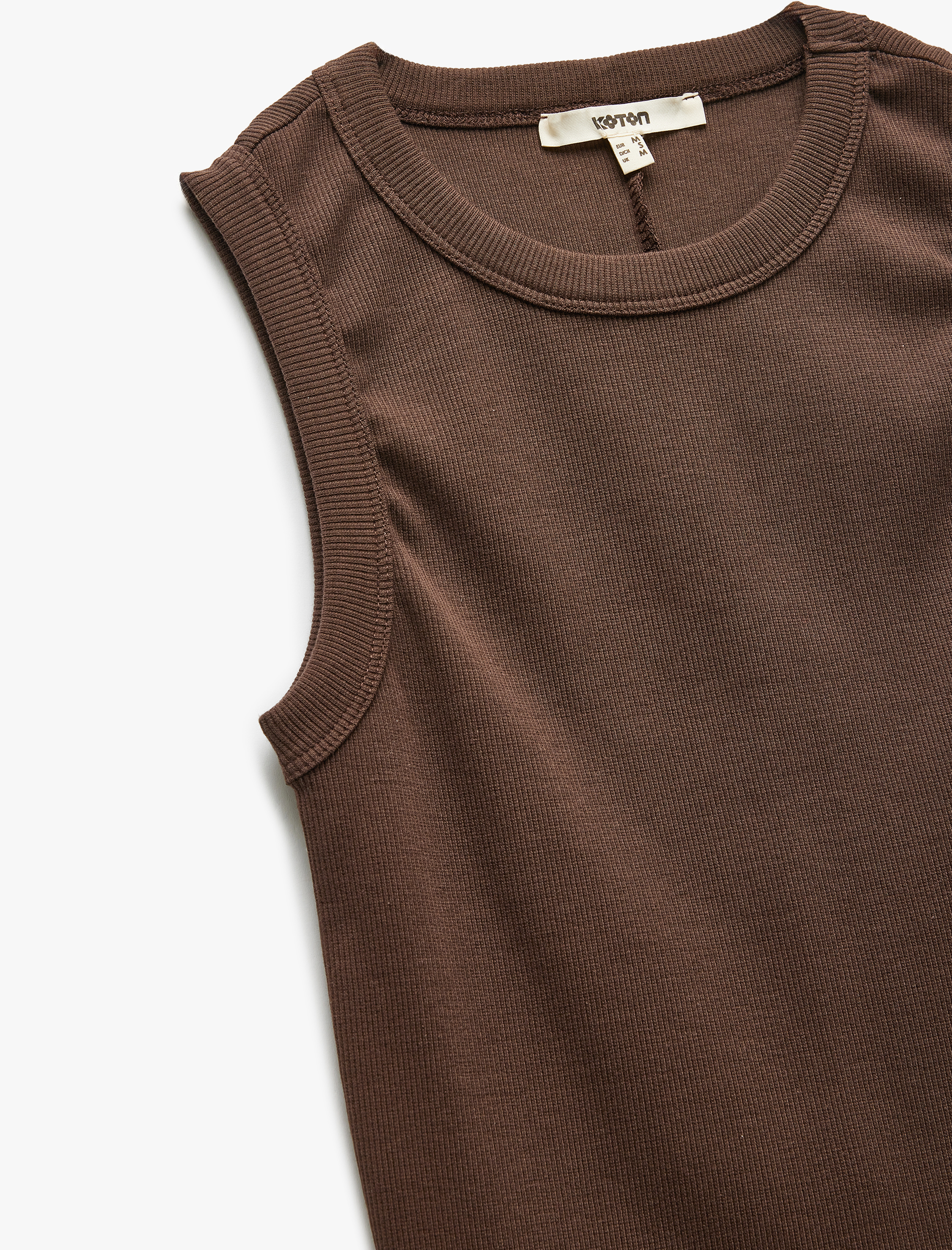 Slim Fit Pamuklu Bisiklet Yaka Kolsuz Fitilli Body