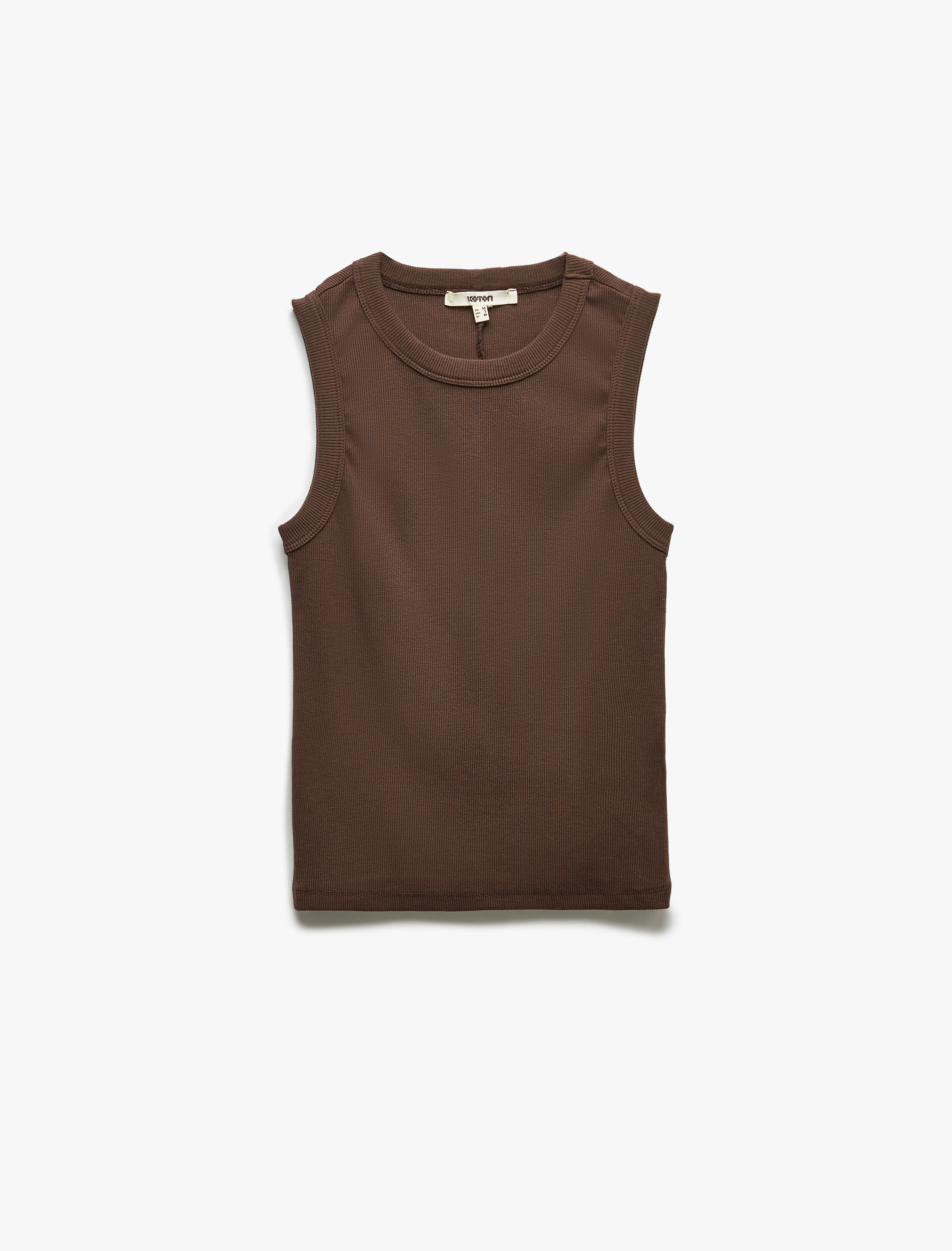 Slim Fit Pamuklu Bisiklet Yaka Kolsuz Fitilli Body