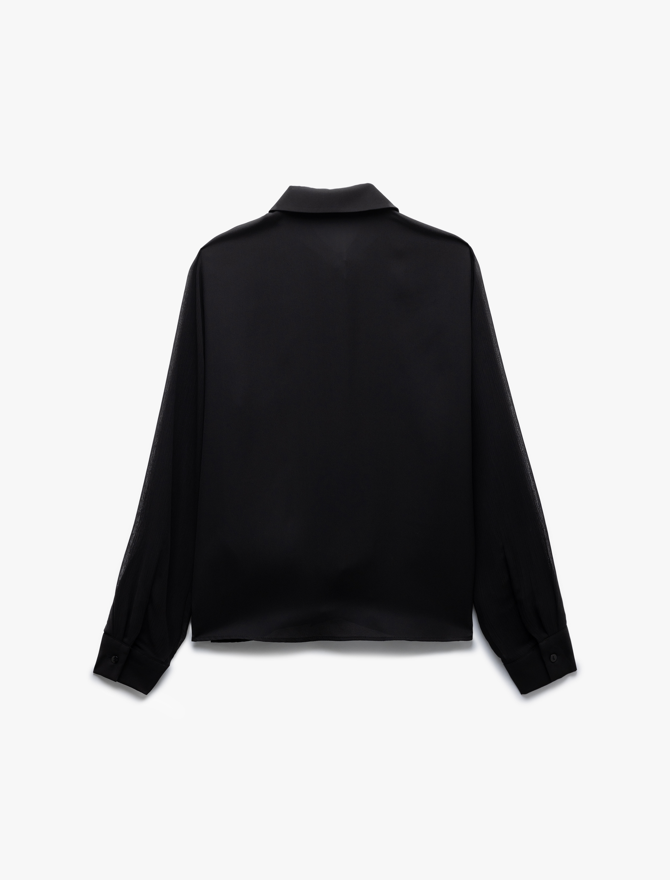   Uzun Kollu Düğmeli Klasik Yaka Krep Gömlek