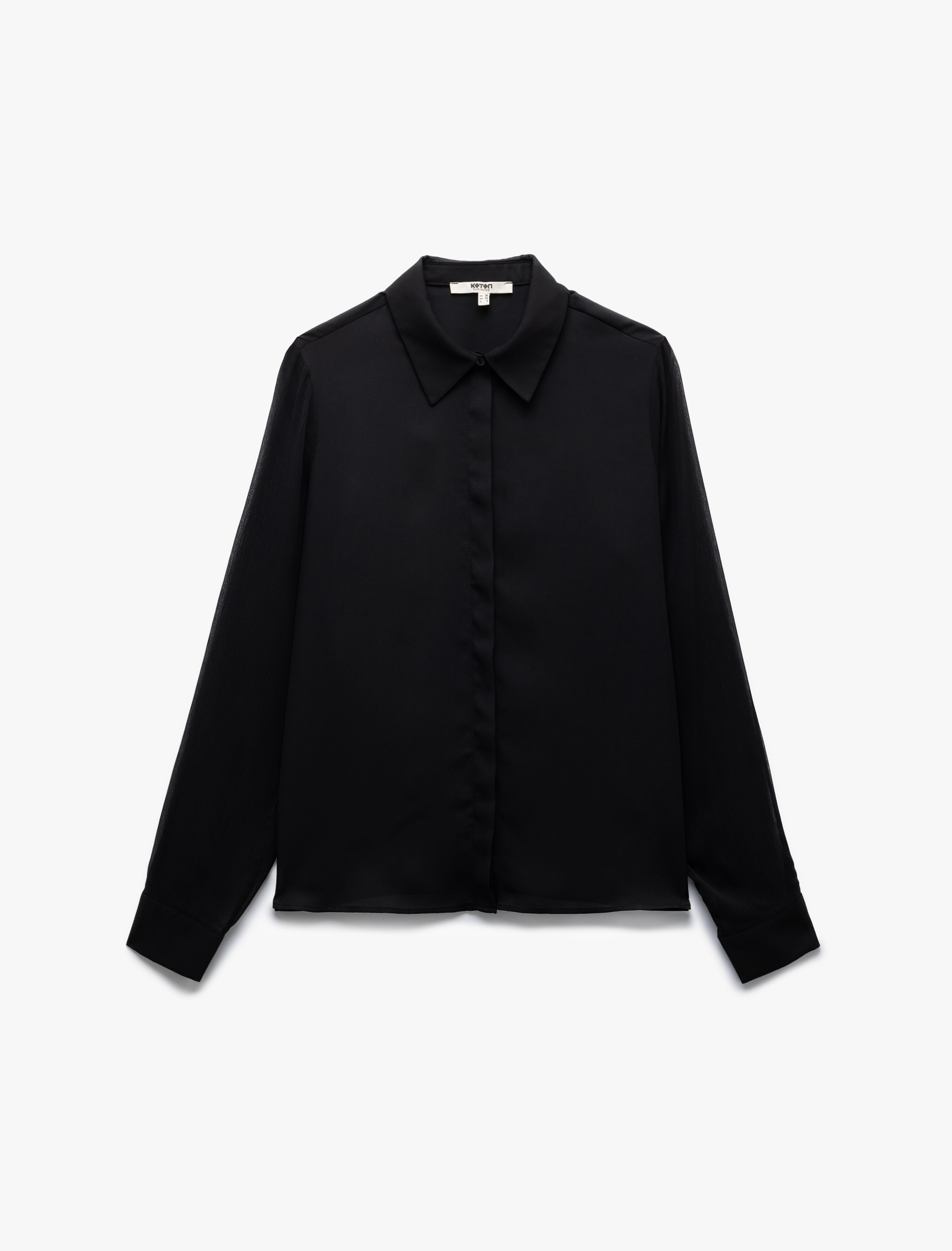   Uzun Kollu Düğmeli Klasik Yaka Krep Gömlek