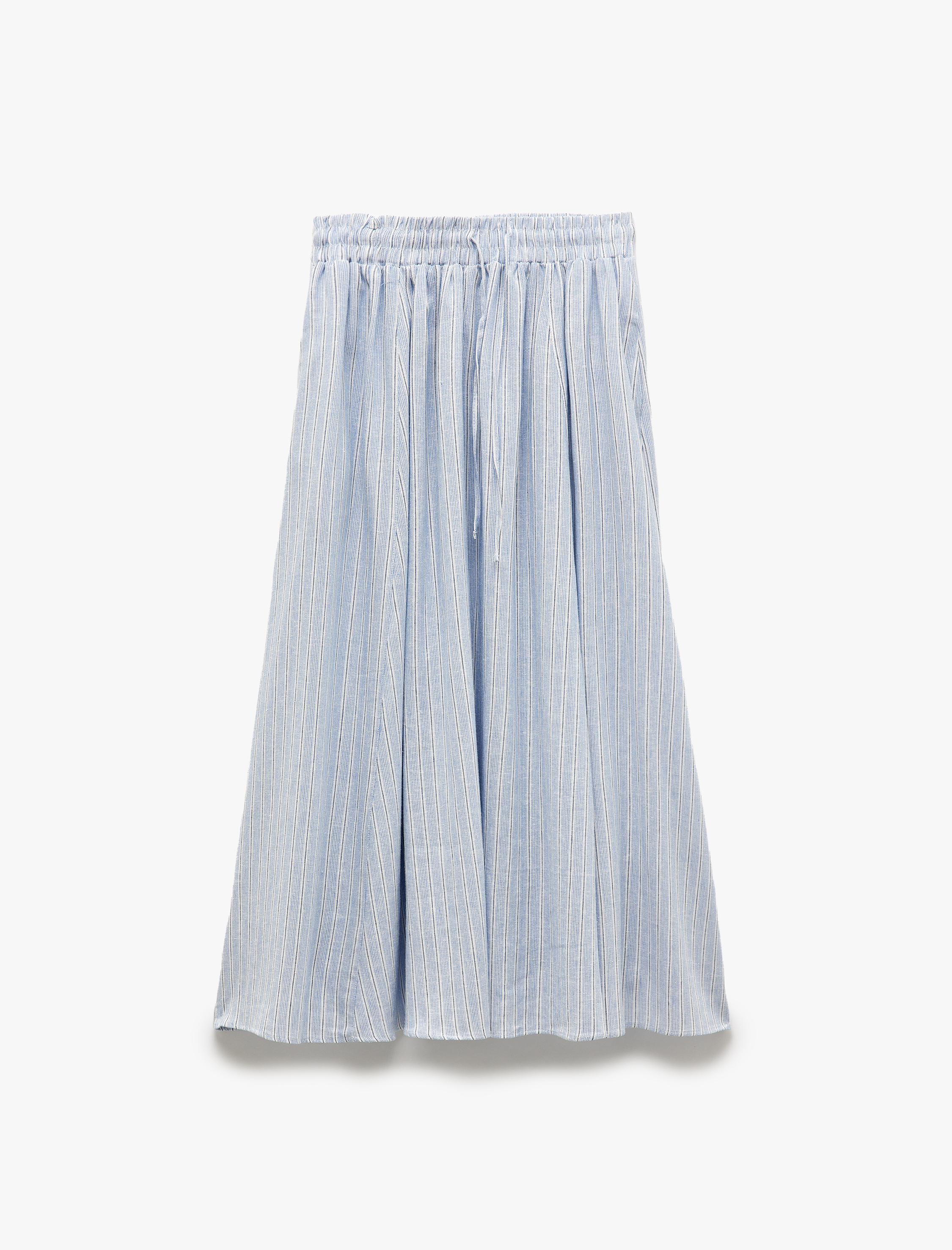   Beli Lastikli Bağlamalı Cepli A Kesim Uzun Keten Etek