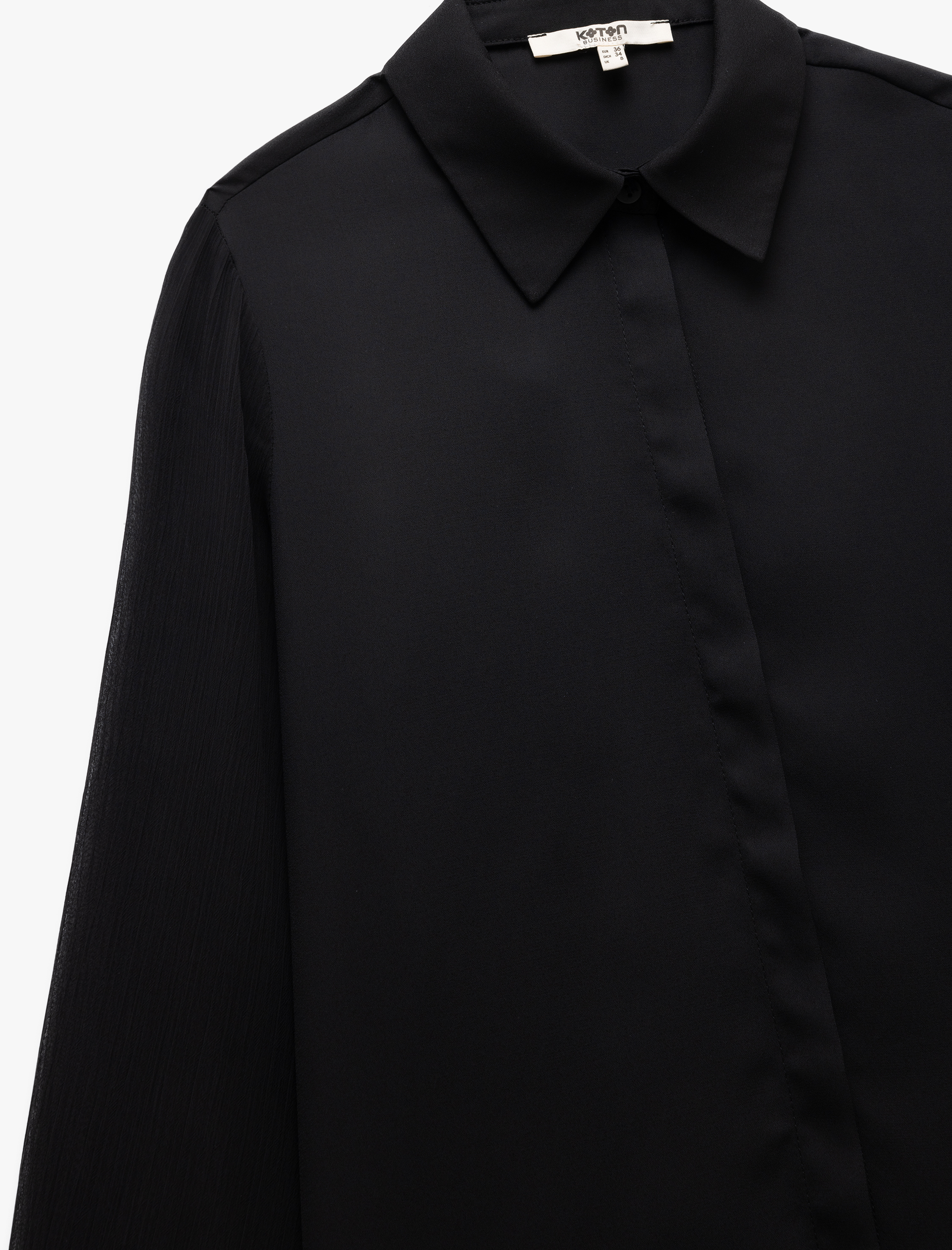   Uzun Kollu Düğmeli Klasik Yaka Krep Gömlek