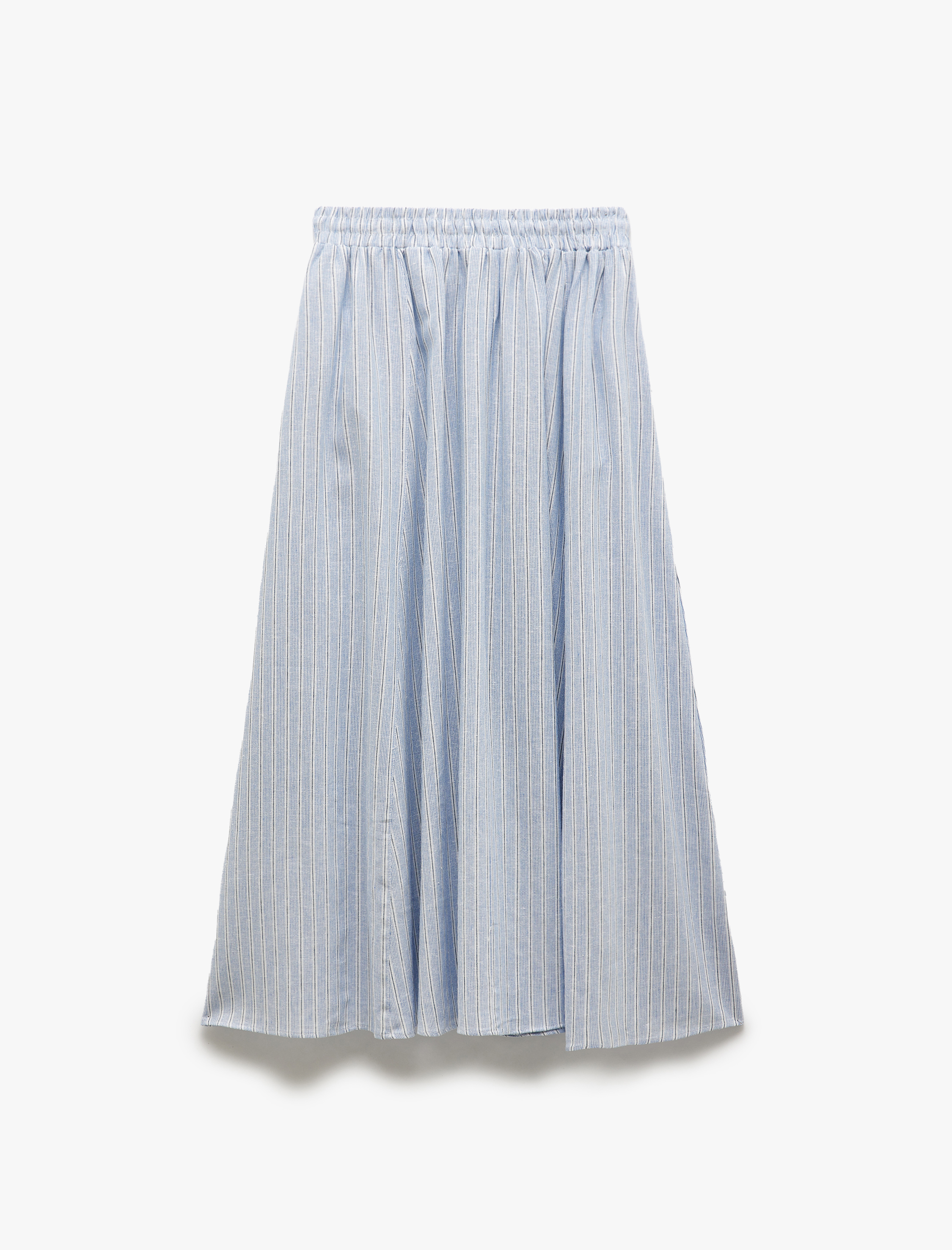   Beli Lastikli Bağlamalı Cepli A Kesim Uzun Keten Etek