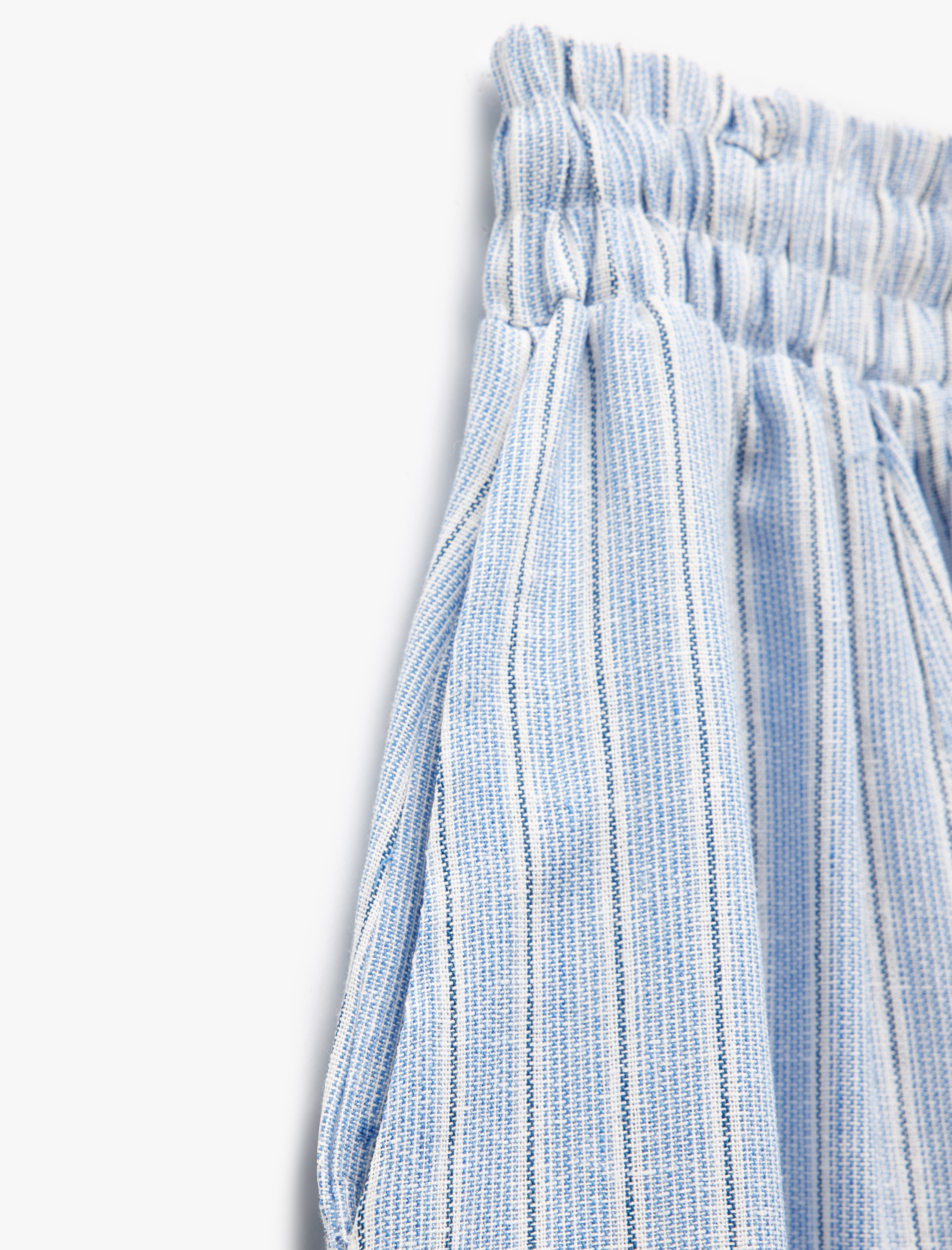   Beli Lastikli Bağlamalı Cepli A Kesim Uzun Keten Etek