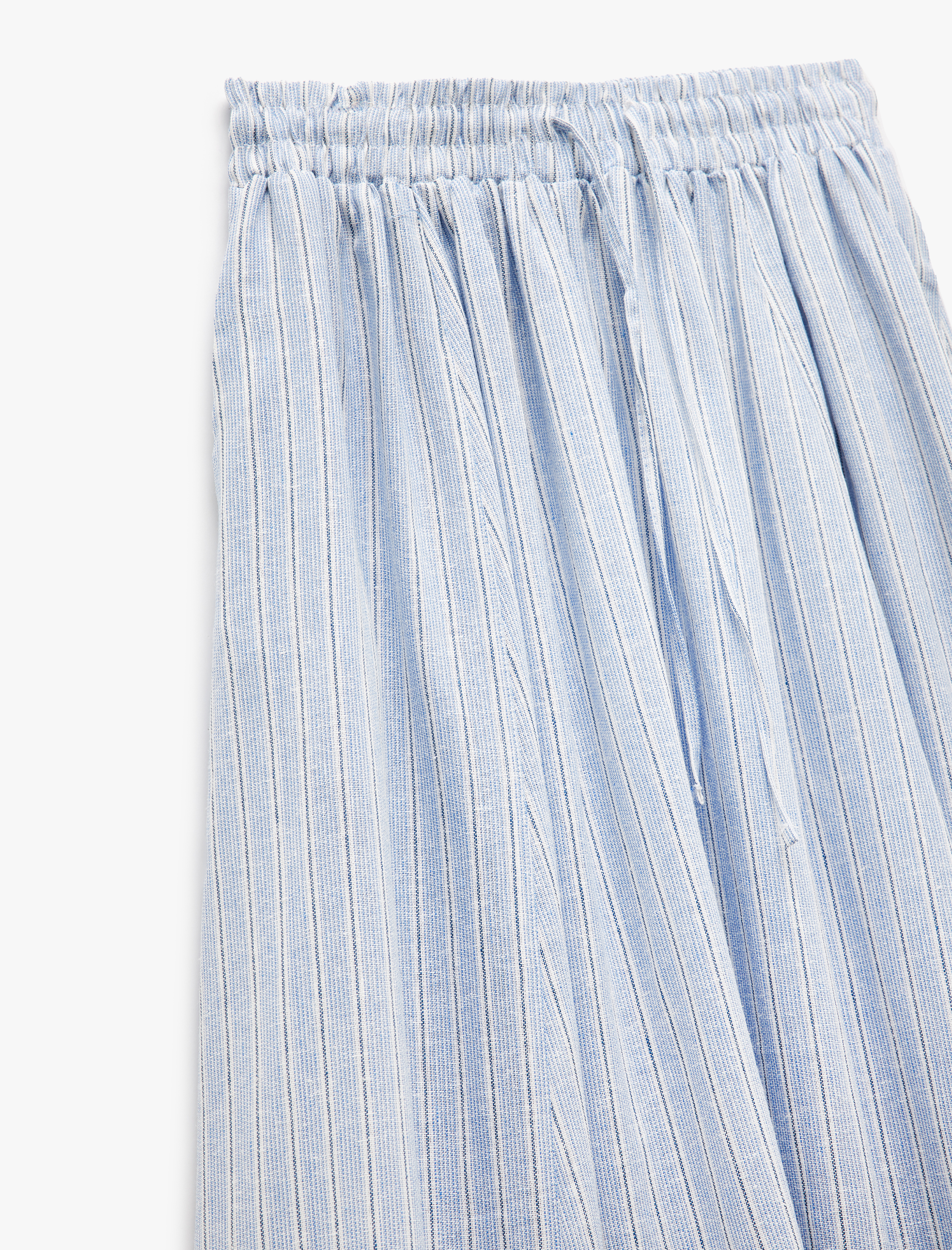   Beli Lastikli Bağlamalı Cepli A Kesim Uzun Keten Etek