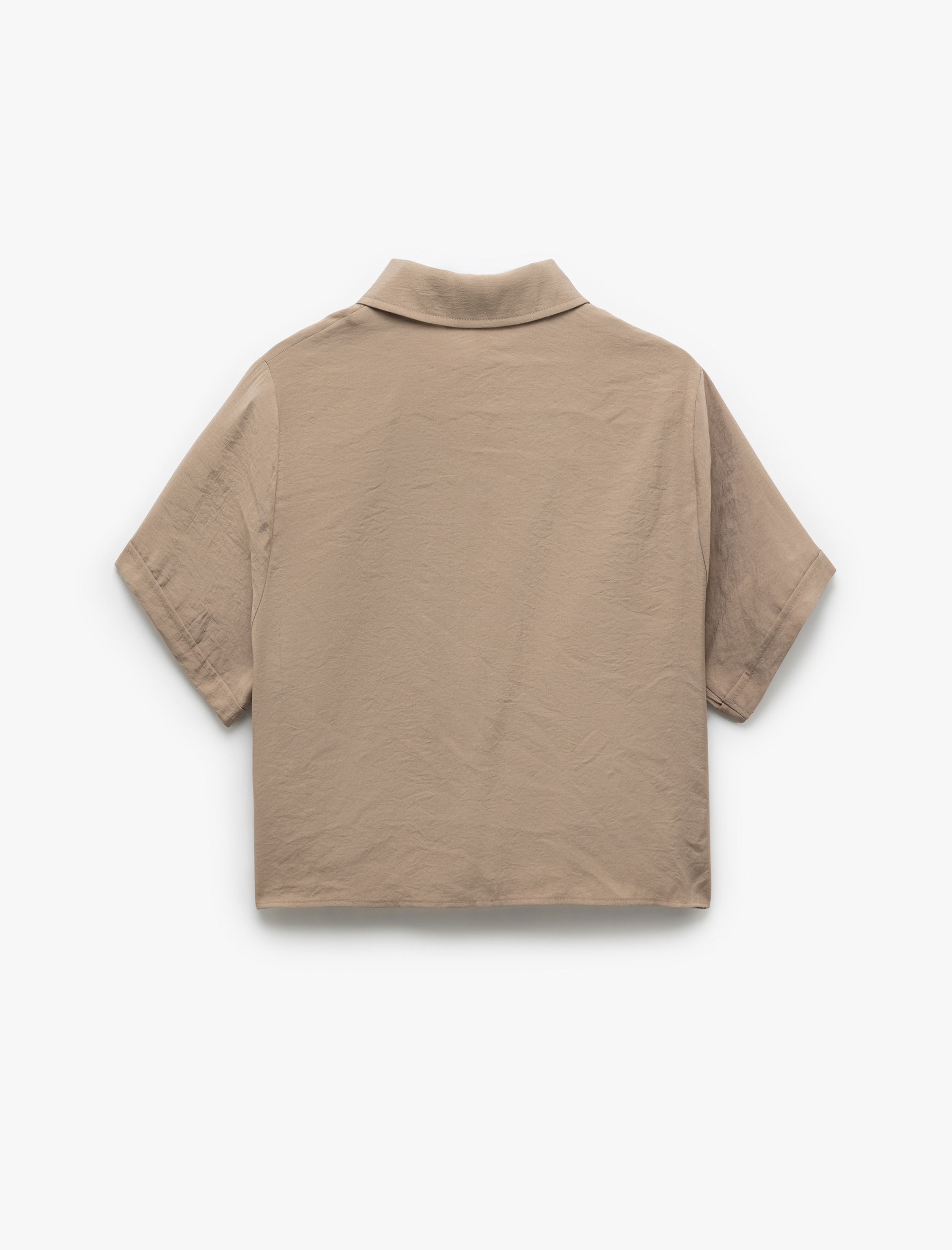   Modal Kumaş Kısa Kollu Crop Gömlek