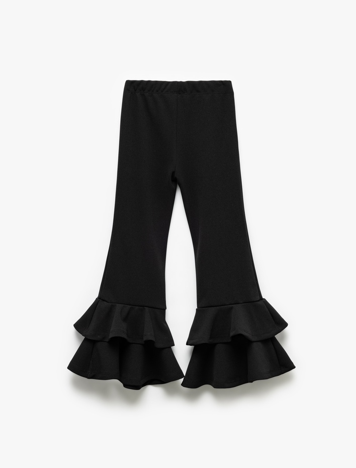 Kız Çocuk Fırfır Detaylı Dar Kesim İspanyol Paça Pantolon