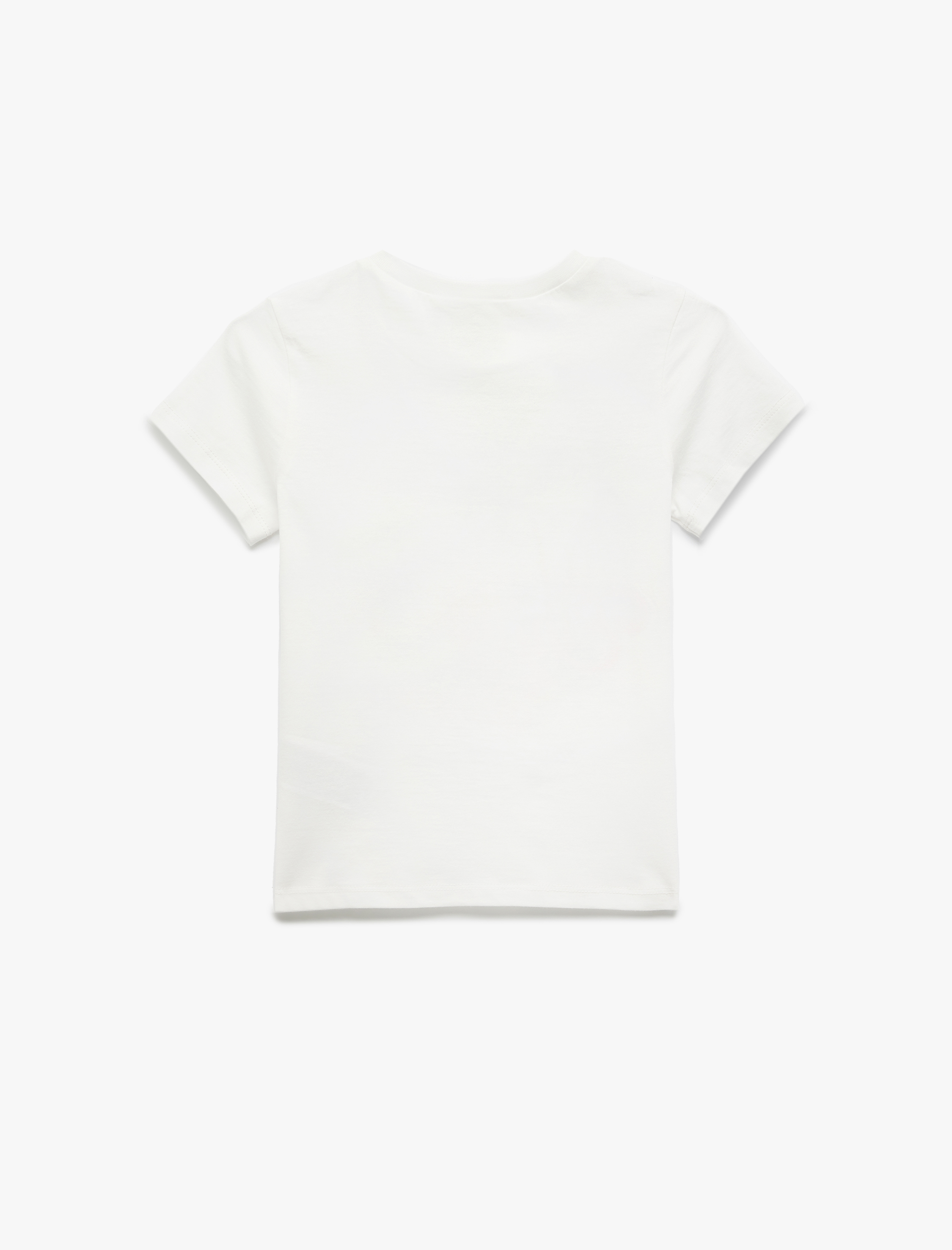  Kız Çocuk Baskılı Pamuklu Kısa Kollu Bisiklet Yaka Tişört