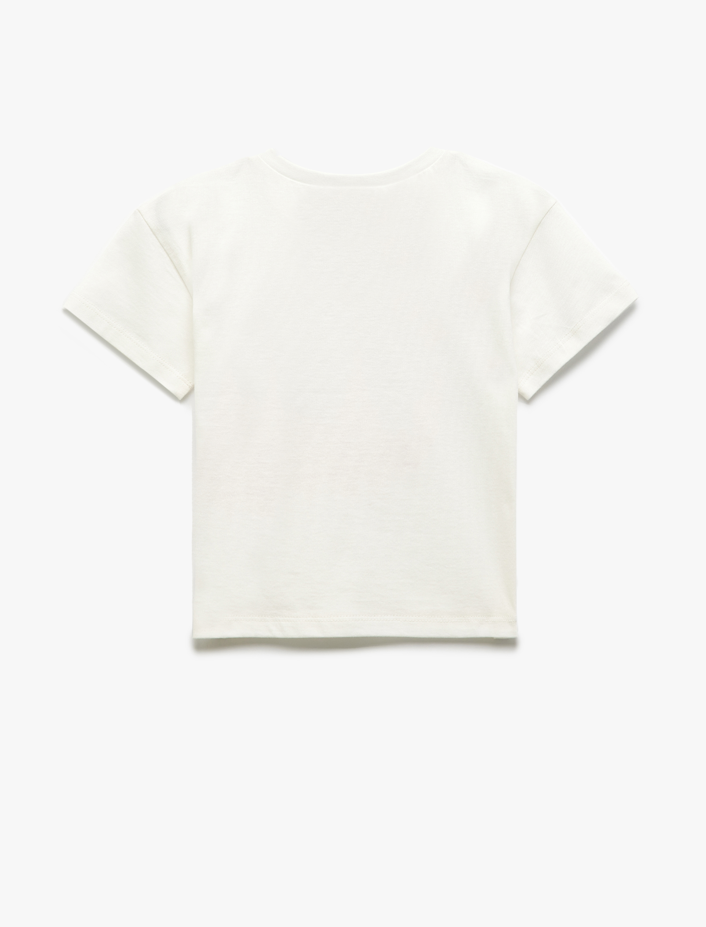  Kız Çocuk Bisiklet Yaka Kısa Kollu Pamuklu Baskılı Tişört