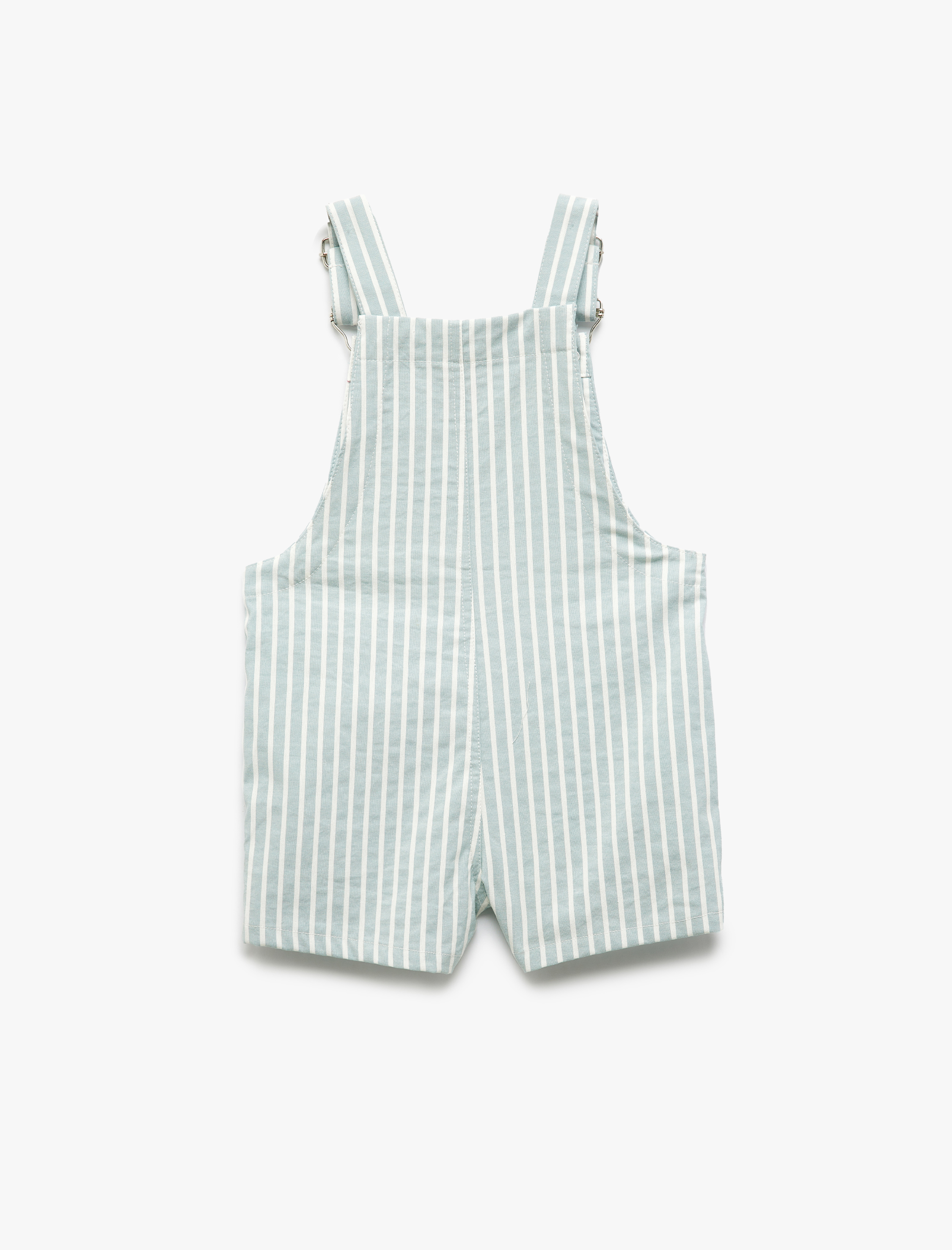  Erkek Bebek Ayarlanabilir Askılı Kare Yaka Çizgili Salopet Tulum