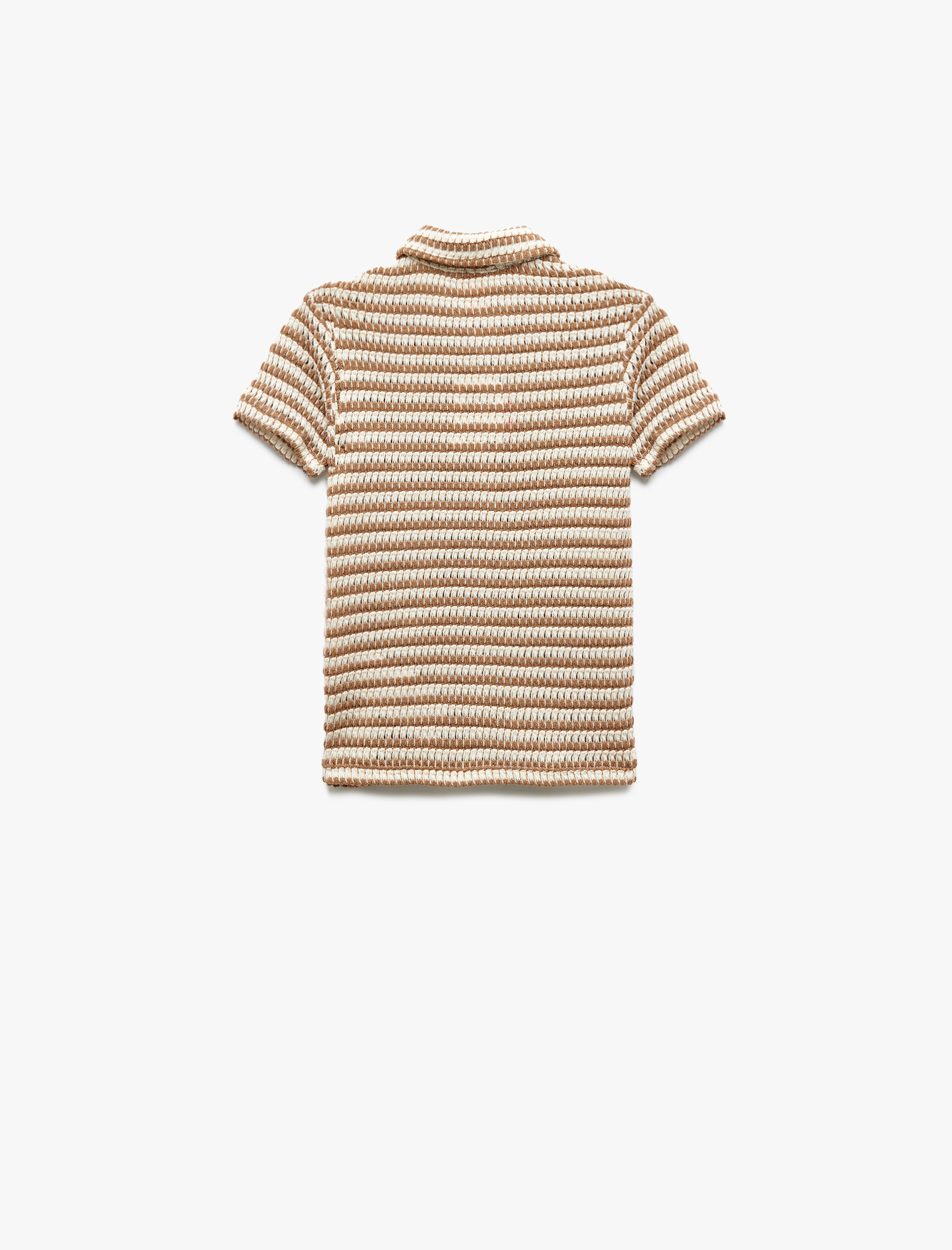  Erkek Bebek Cep Detaylı Kısa Kollu Polo Yaka Çizgili Tişört