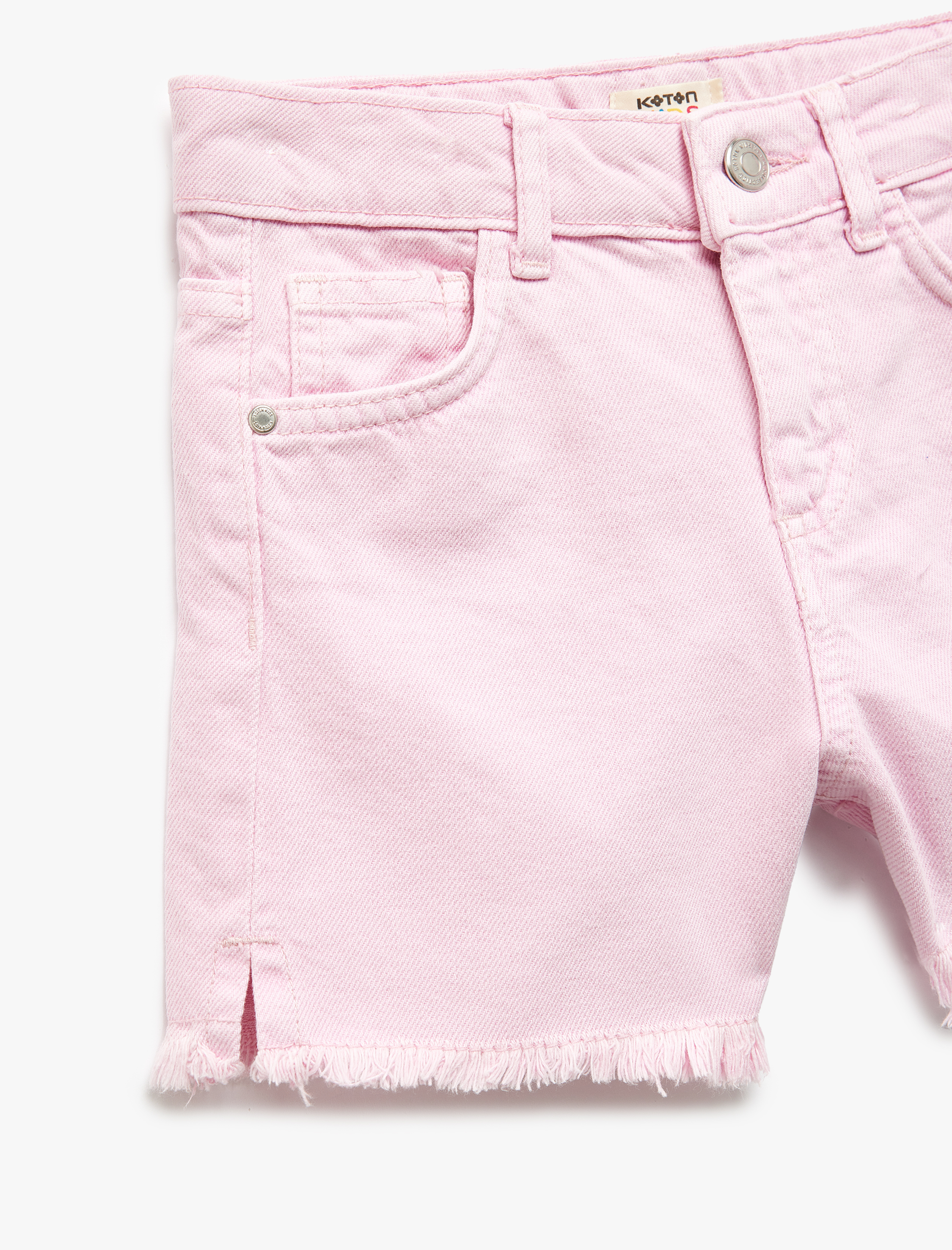  Kız Çocuk Pamuklu Cepli Yırtmaç Detaylı Denim Şort