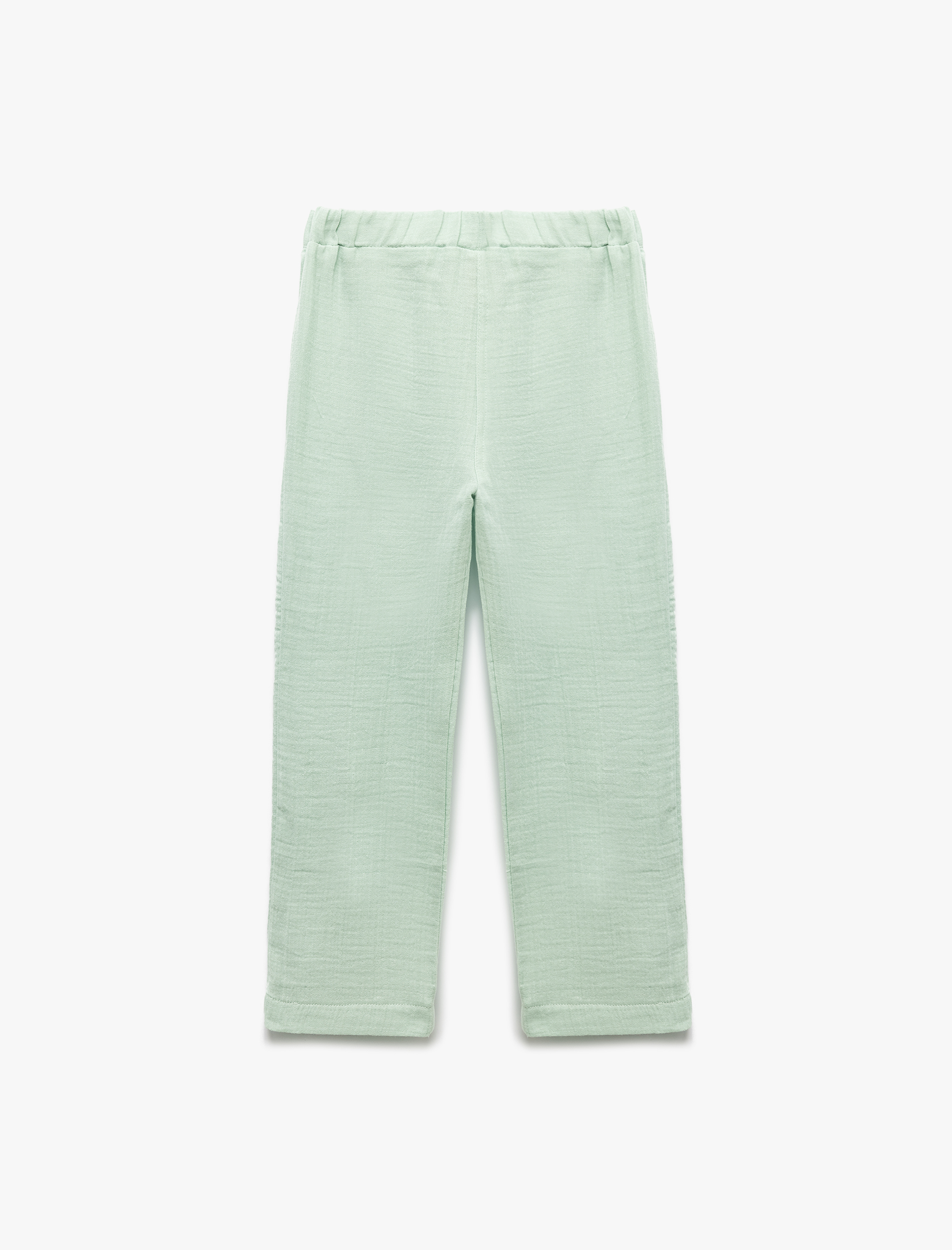  Kız Bebek Pamuklu Cep Detaylı Beli Bağlamalı Müslin Pantolon