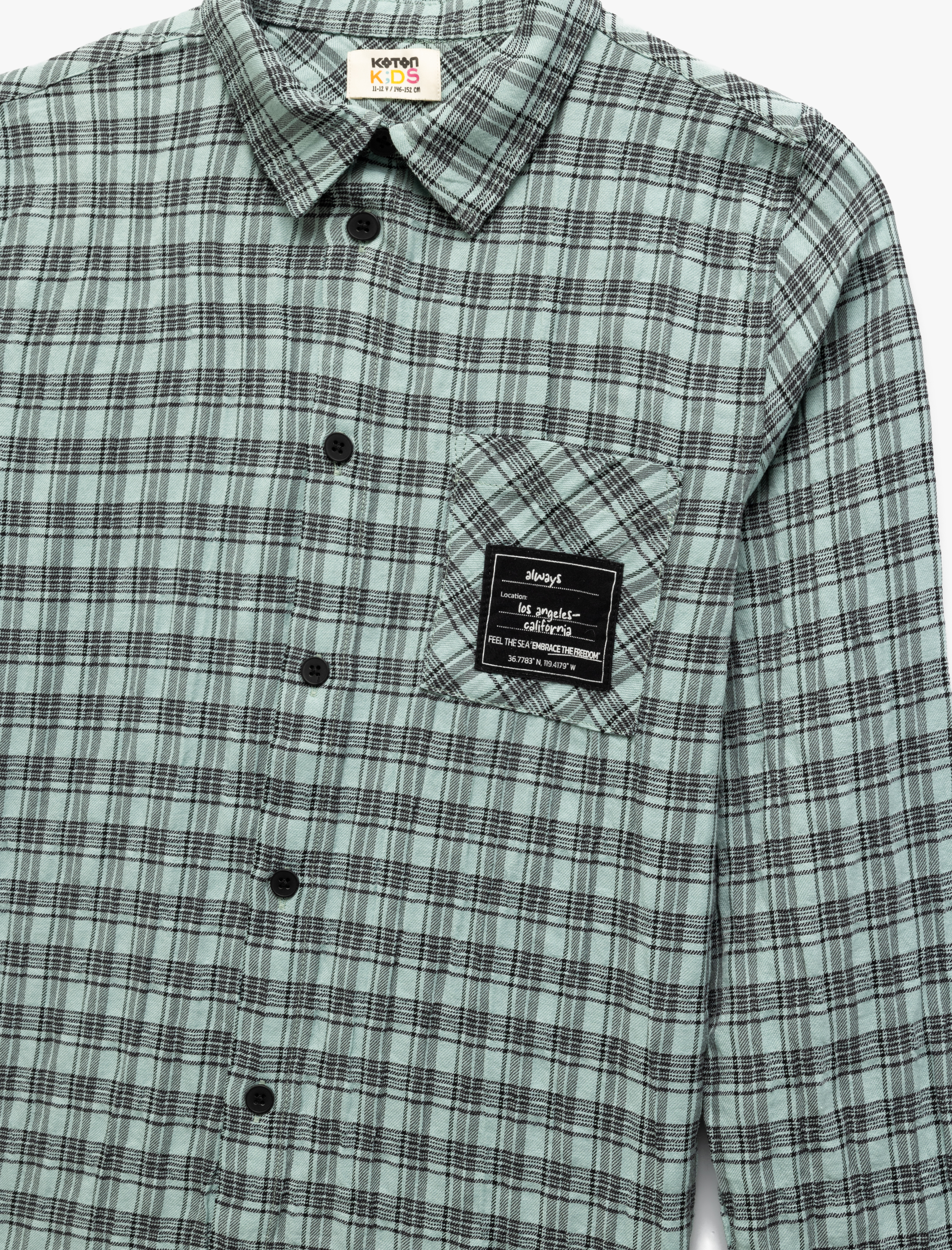  Erkek Çocuk Aplike Detaylı Düğmeli Uzun Kollu Ekoseli Gömlek