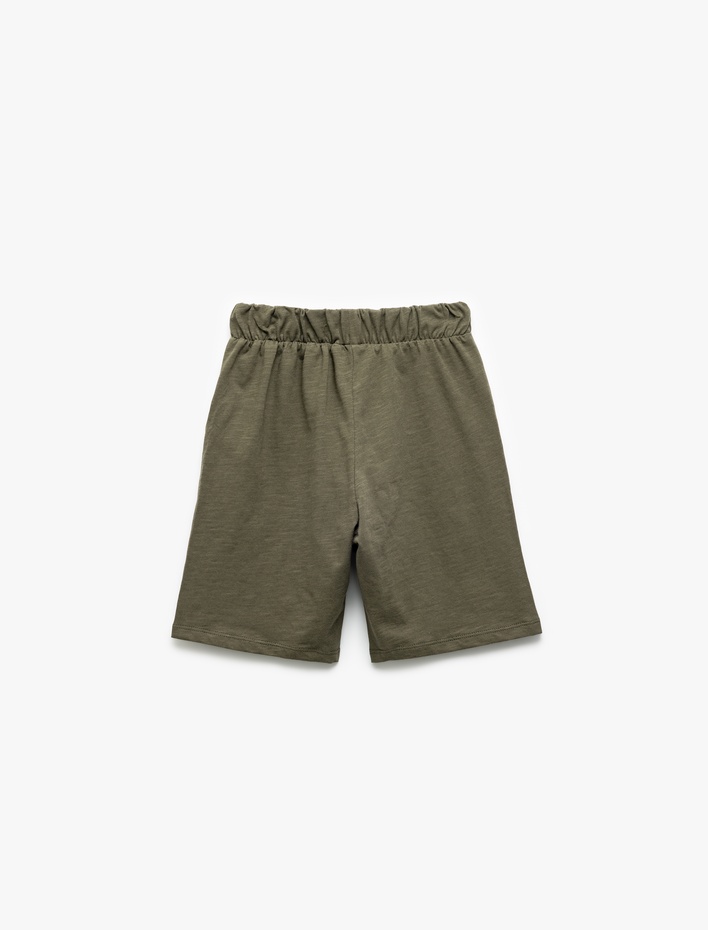 Erkek Çocuk Pamuklu Baskı Detaylı Beli Bağcıklı Şort