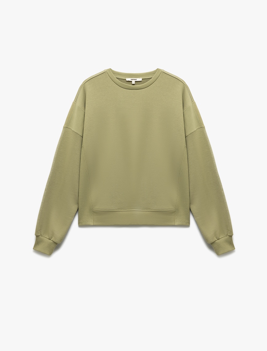   Üç İplik Uzun Kollu Bisiklet Yaka Basic Sweatshirt