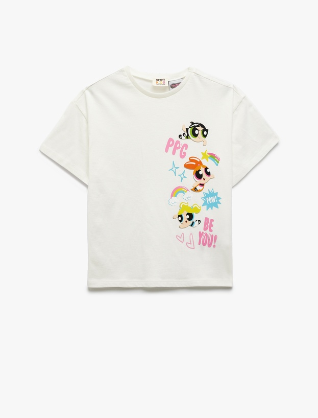 Pamuklu Lisanslı Power Puff Girls Baskılı Kısa Kollu Tişört_0