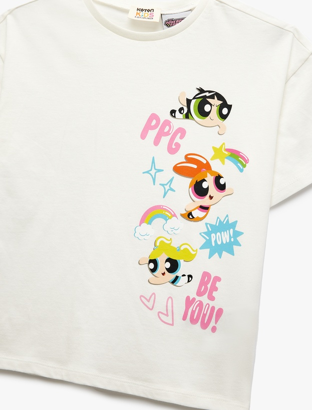 Pamuklu Lisanslı Power Puff Girls Baskılı Kısa Kollu Tişört_2