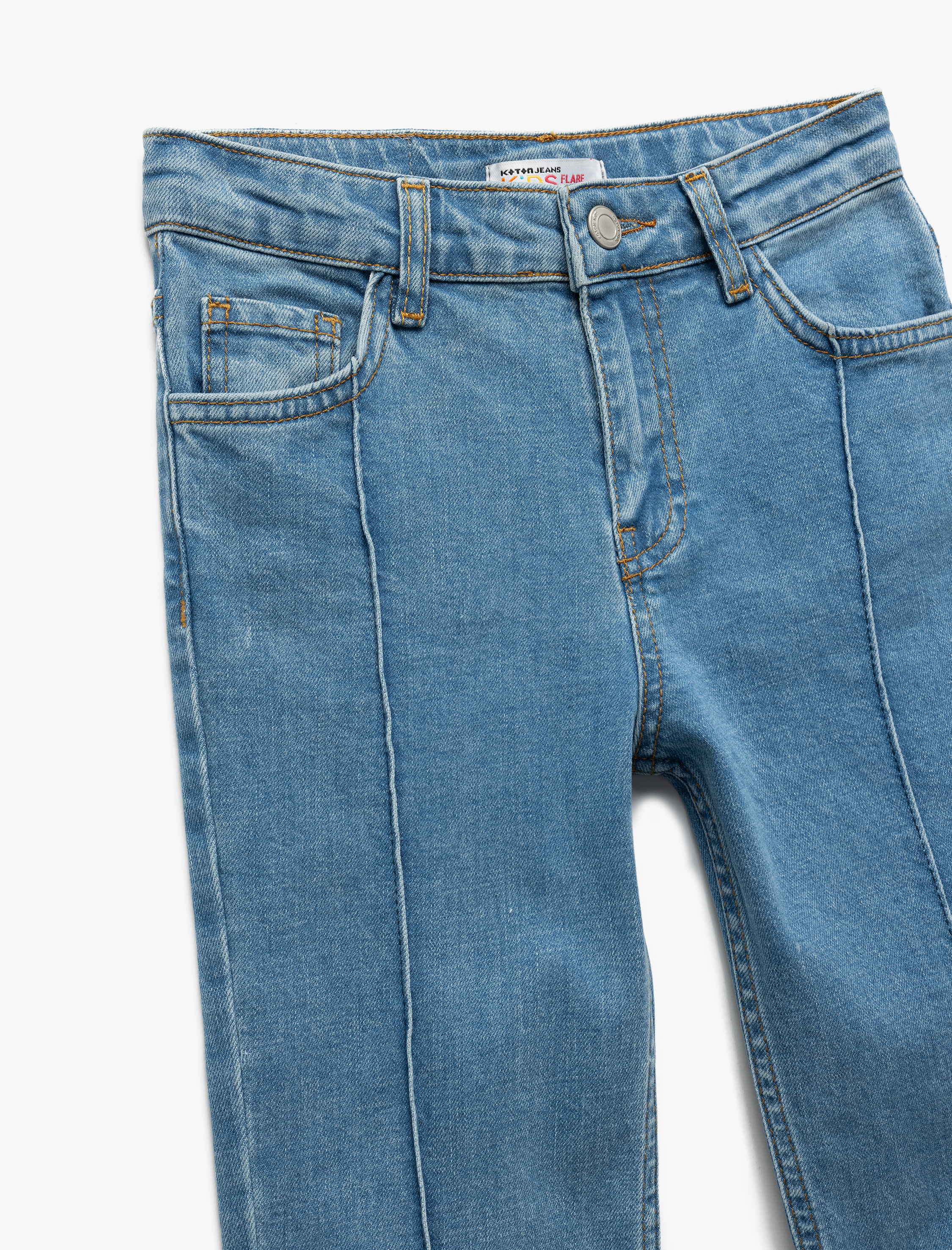  Kız Çocuk Pamuklu İspanyol Paça Kot Pantolon