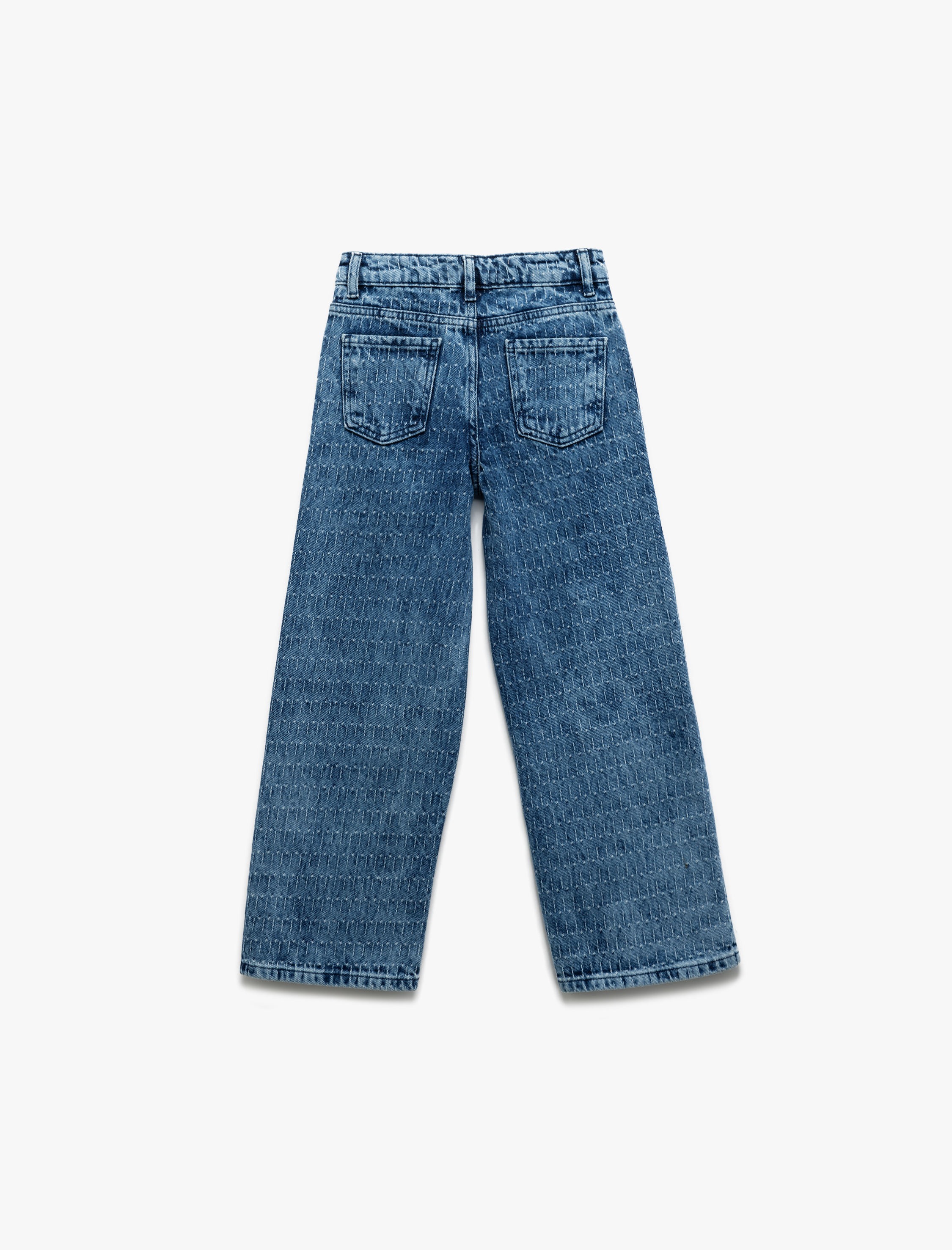  Kız Çocuk Pamuklu Geniş Paça Denim Pantolon