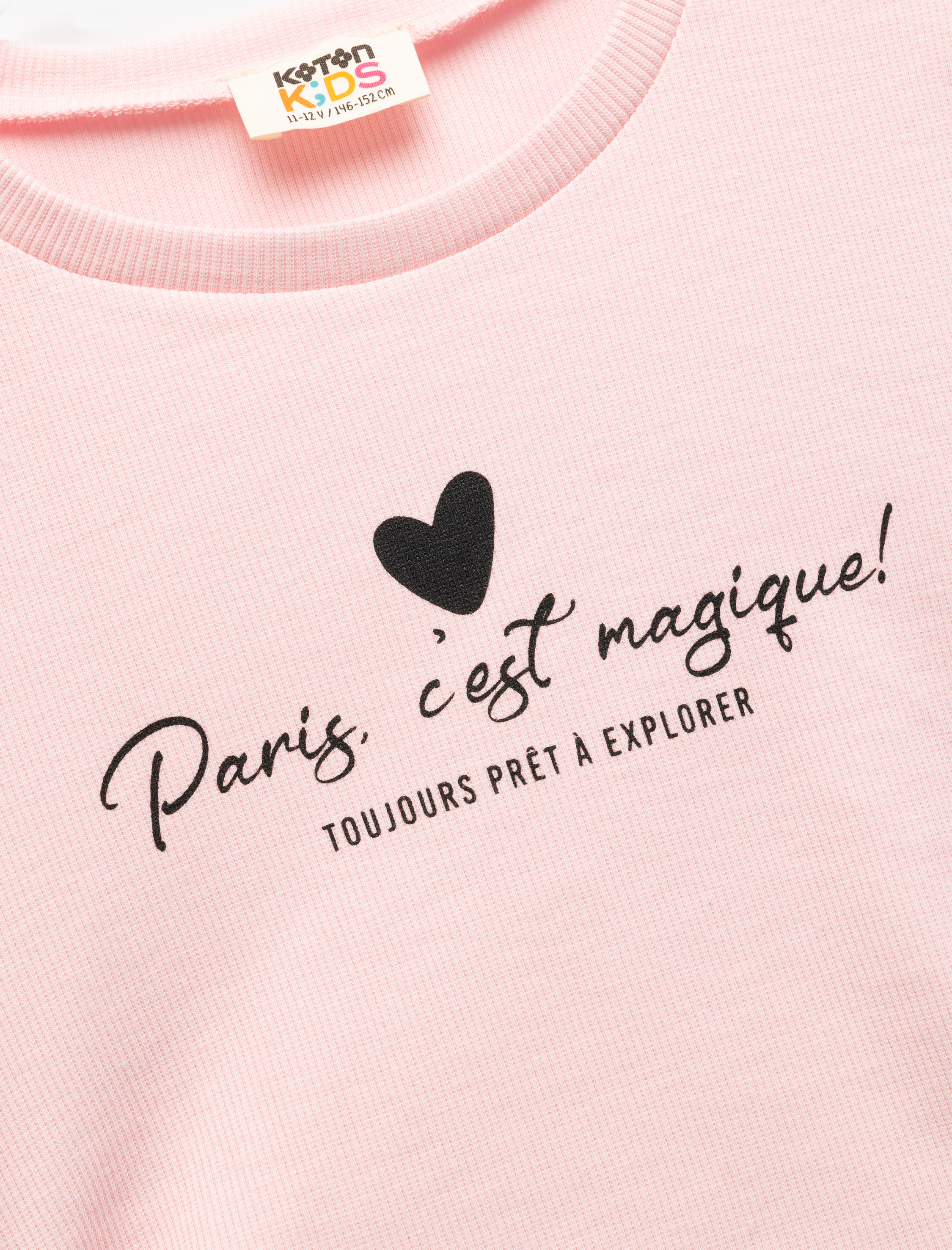  Kız Çocuk Pamuklu Büzgü Detaylı Baskılı Kısa Kollu Bisiklet Yaka Crop Tişört