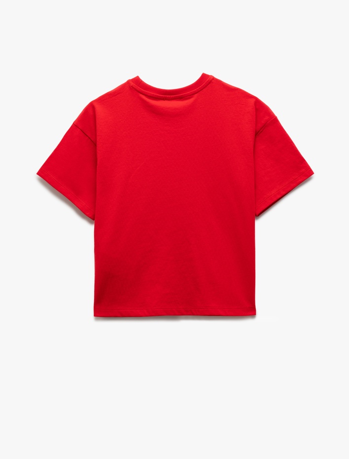 Kız Çocuk Bisiklet Yaka Kısa Kollu Pamuklu Cumhuriyet Baskılı Atatürk İmzalı Tişört