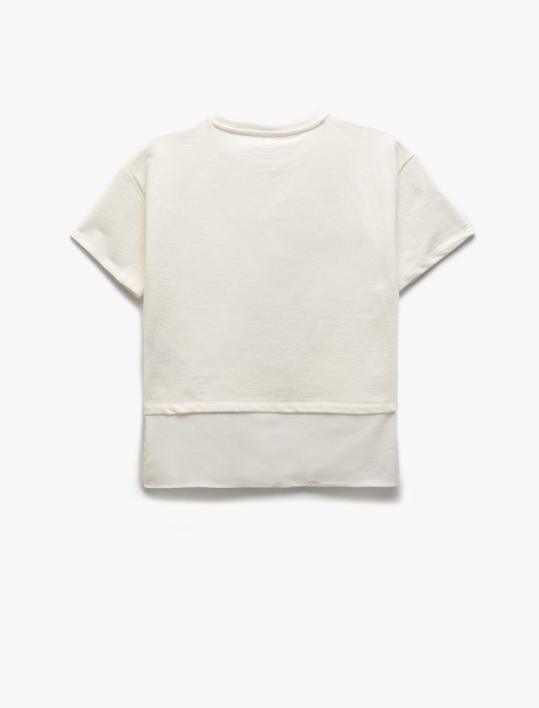  Kız Çocuk Pullu Payetli Kurdele Detaylı Bisiklet Yaka Kısa Kollu Tişört