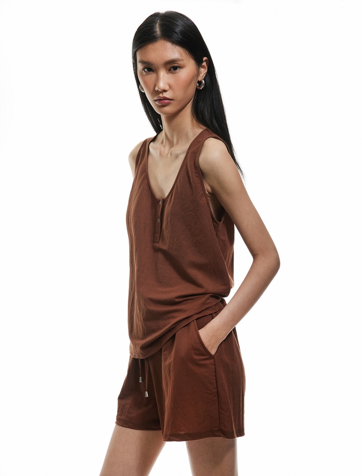  Regular Fit Cepli Beli Bağcıklı Normal Paça Mini Şort