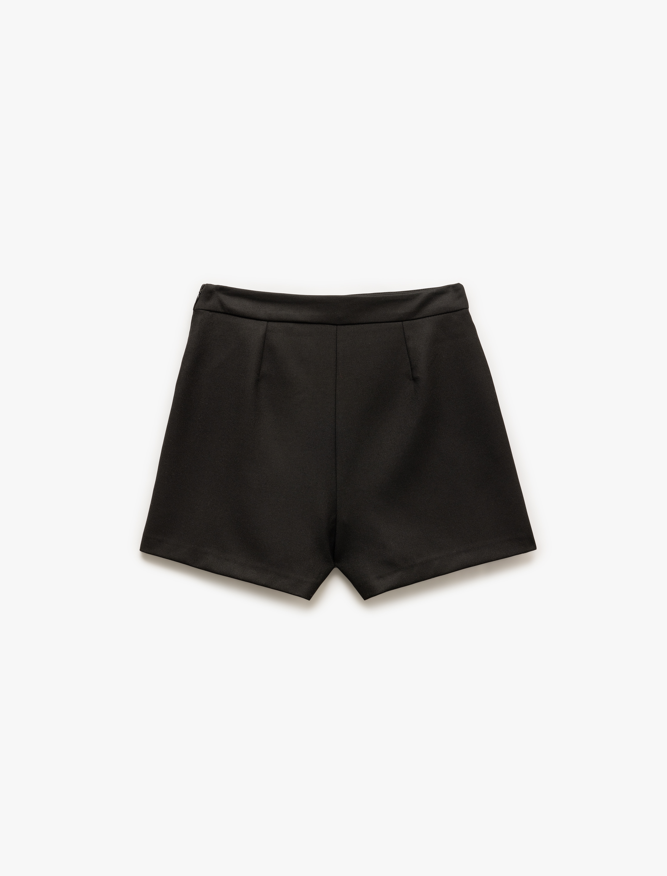   Regular Fit Asimetrik Kruvaze Krep Mini Şort Etek