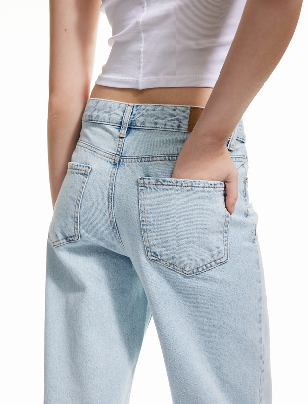 Pamuklu Yıpratma Detaylı Düz Paça Denim Pantolon - Straight Fit Jean_2