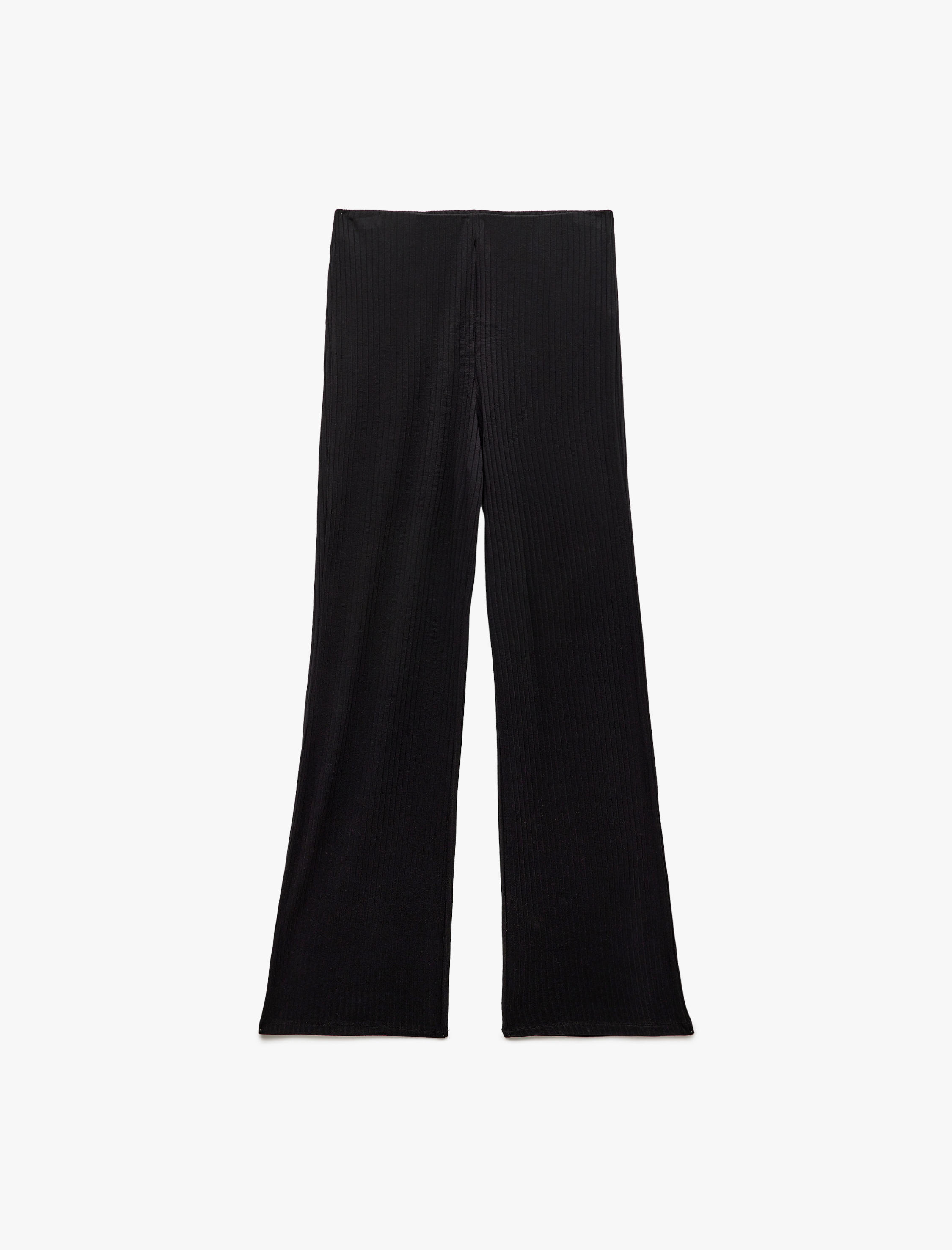   Viskon Kumaş Düz Bol Paça Fitilli Pantolon