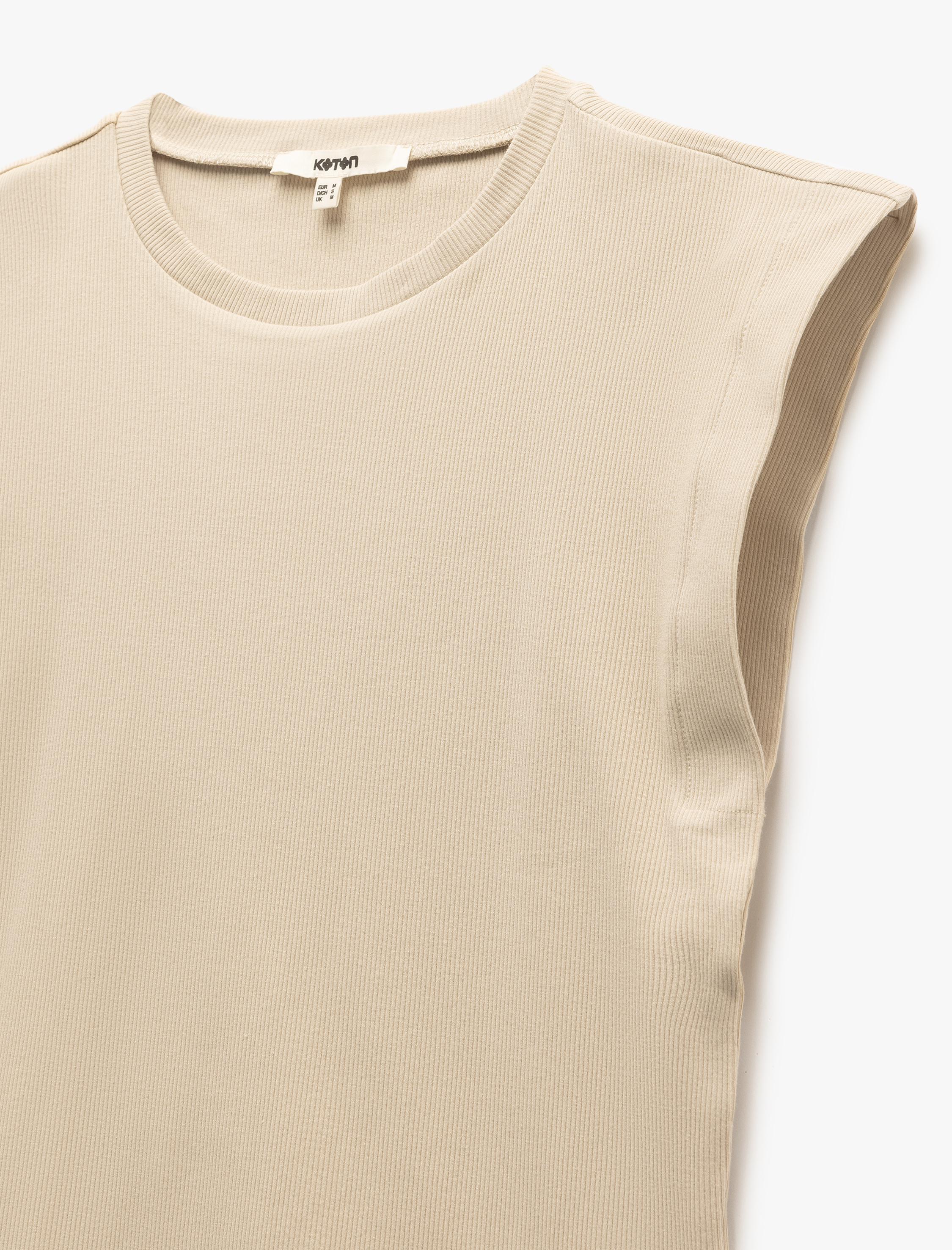   Pamuklu Bisiklet Yaka Kolsuz Basic Tişört