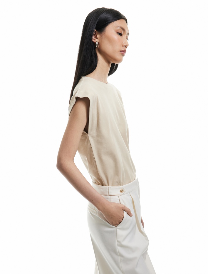  Pamuklu Bisiklet Yaka Kolsuz Basic Tişört